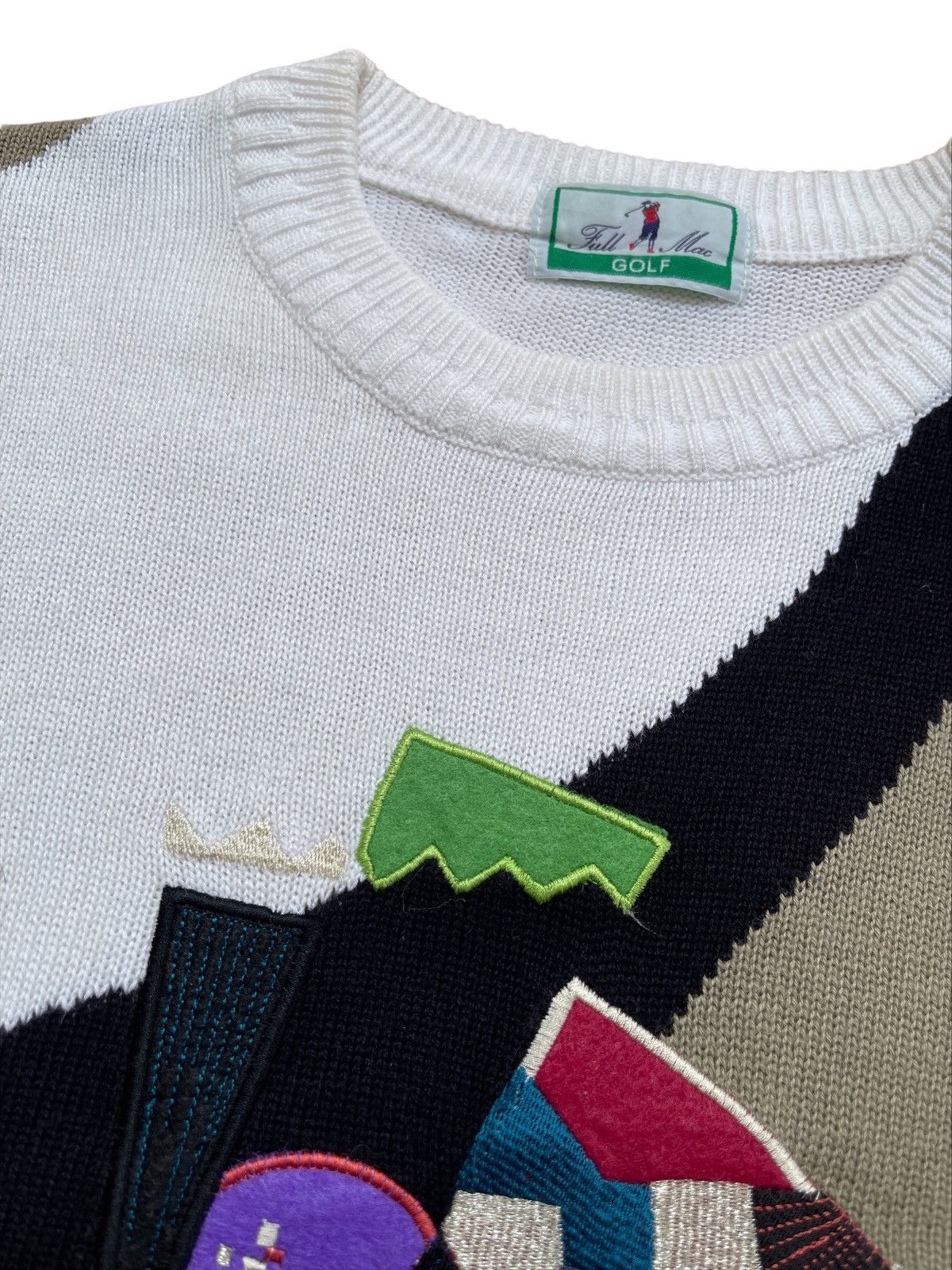 Vintage Vintage 90s Fullmac Golf Abstract Jumper Knitted Size US M / EU 48-50 / 2 - 6 Thumbnail