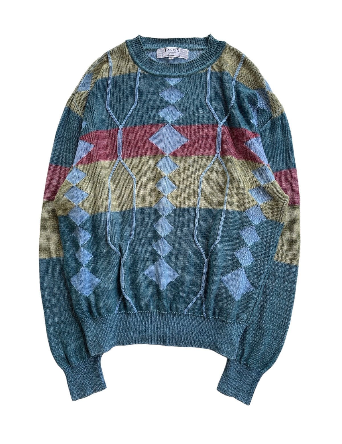 Lanvin Lanvin Luxury Jumper Diamond Knitted Size US L / EU 52-54 / 3 - 1 Thumbnail