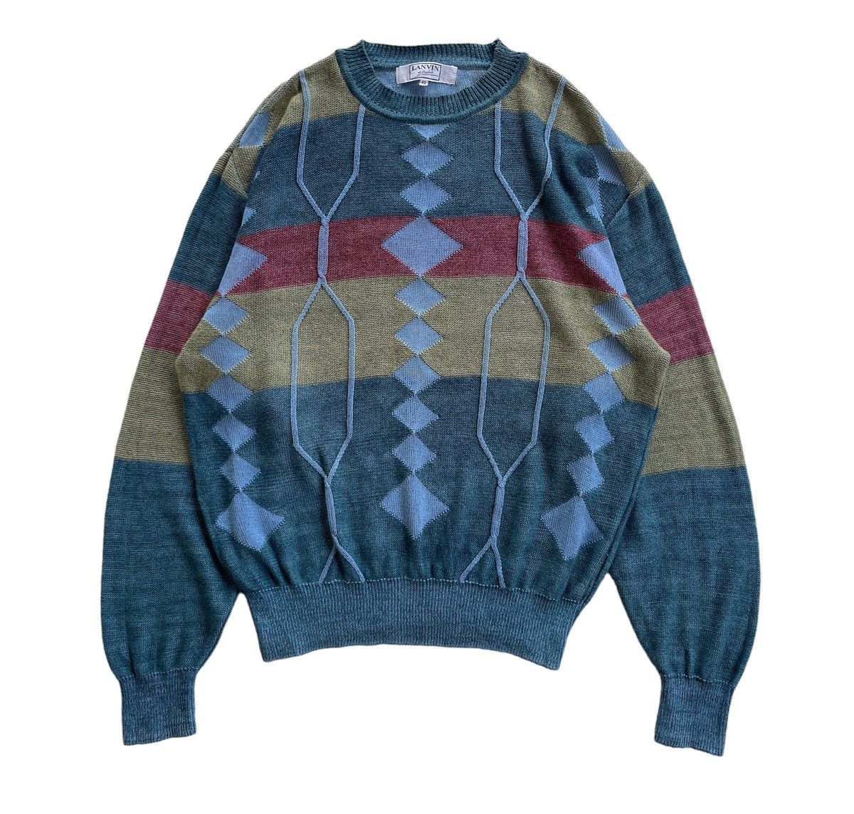 Lanvin Lanvin Luxury Jumper Diamond Knitted Size US L / EU 52-54 / 3 - 3 Thumbnail