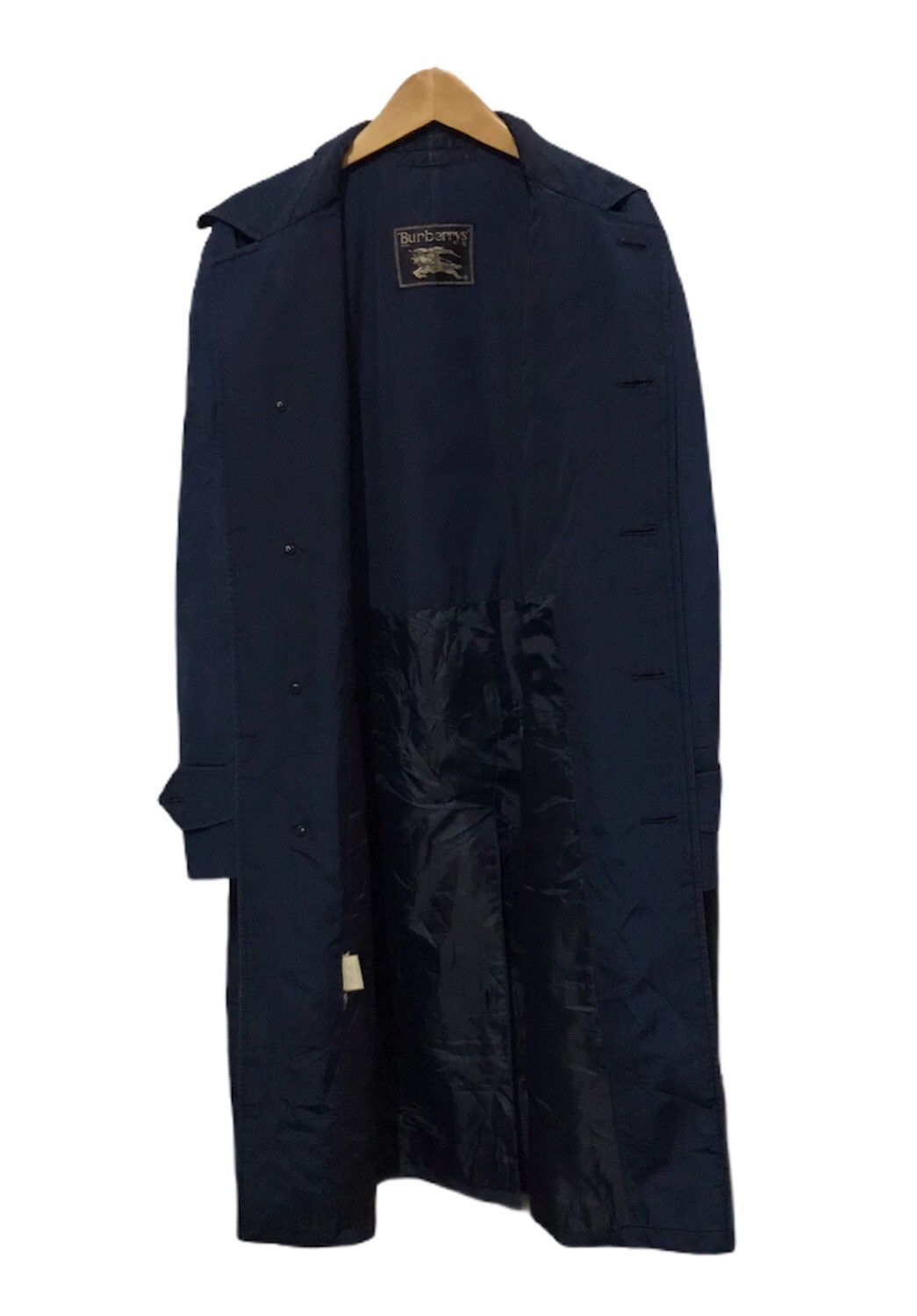 image of Burberry Long Coat in Navy Blue, Men's (Size Medium)