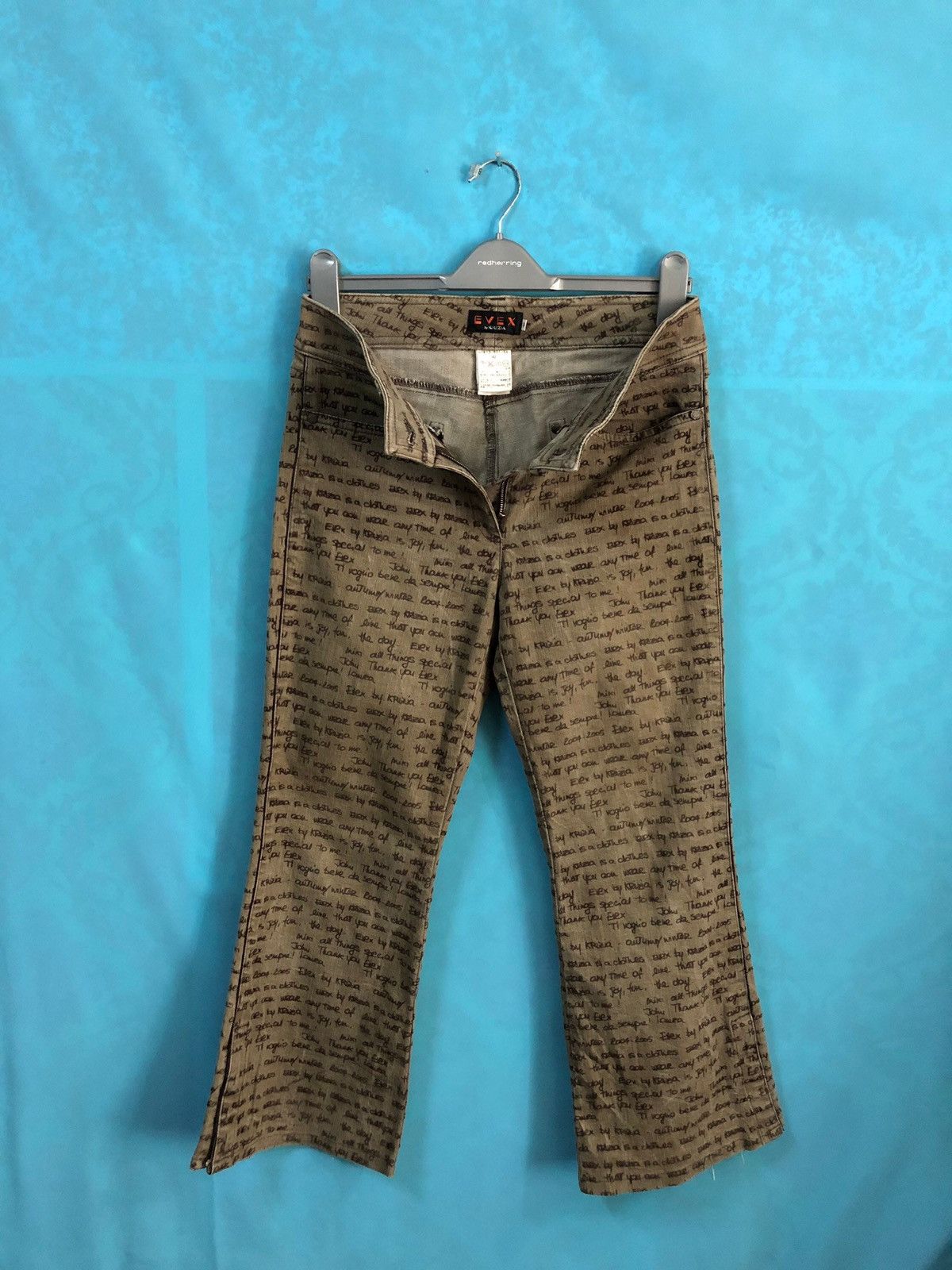 Krizia Uomo evex krizia writing printed boot cuts #667 Size US 30 / EU 46 - 2 Thumbnail