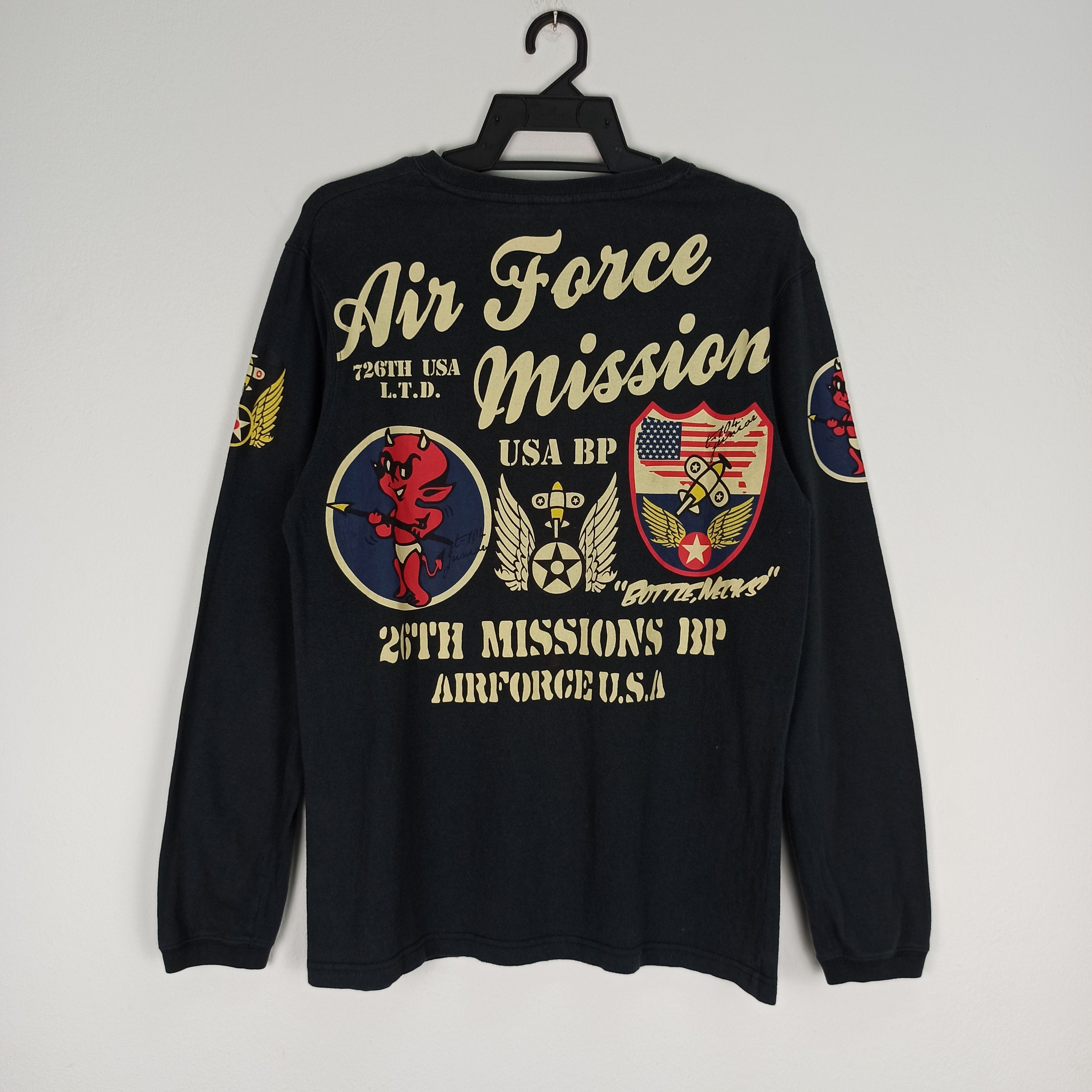 Japanese Brand Rare🔥 Rough Airforce Misson Lucky Devil Long Sleeve Tshirt Size US M / EU 48-50 / 2 - 1 Thumbnail