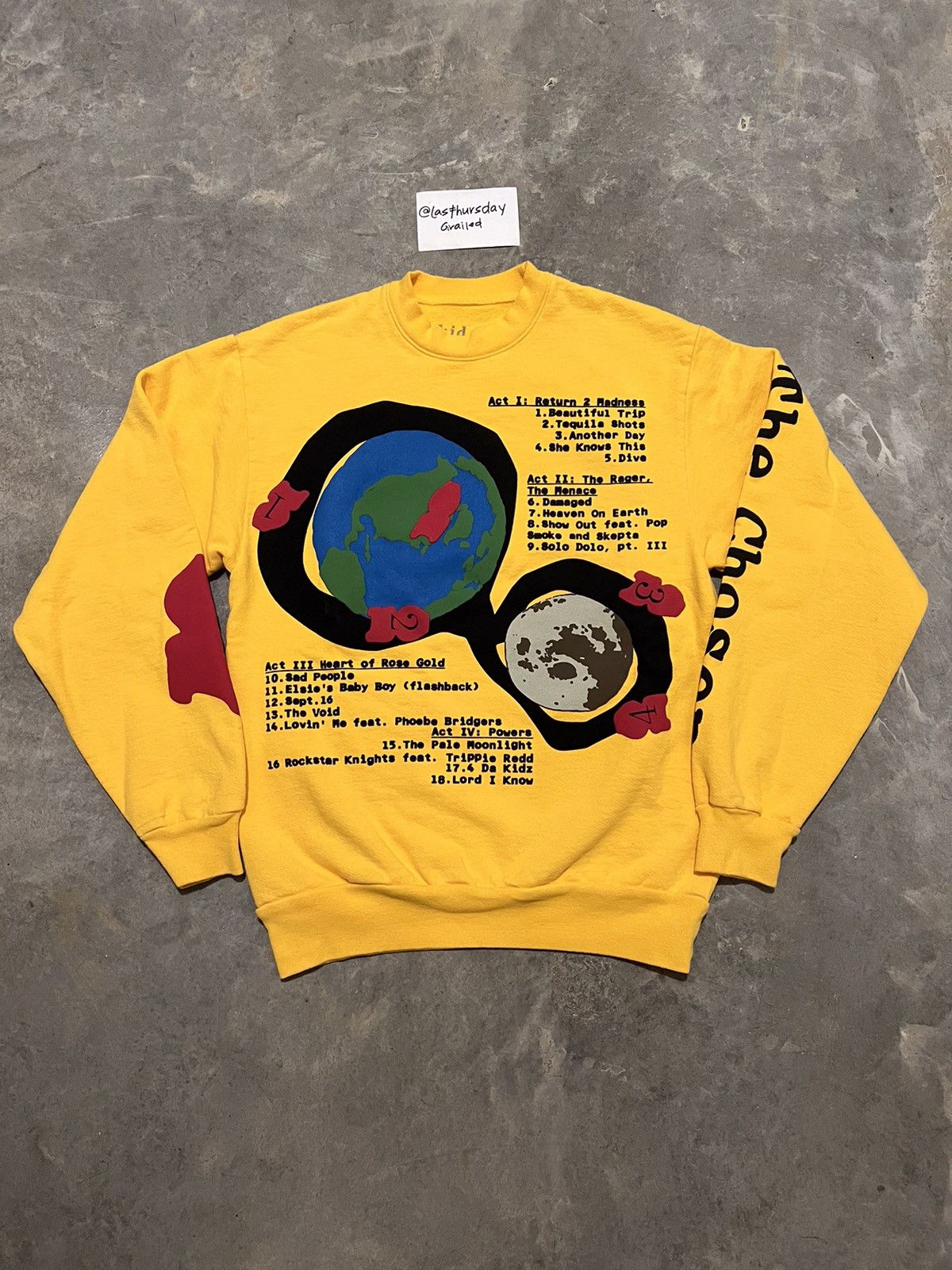 image of Cactus Plant Flea Market x Kid Cudi Cpfm Man On The Moon Crewneck Yellow Large