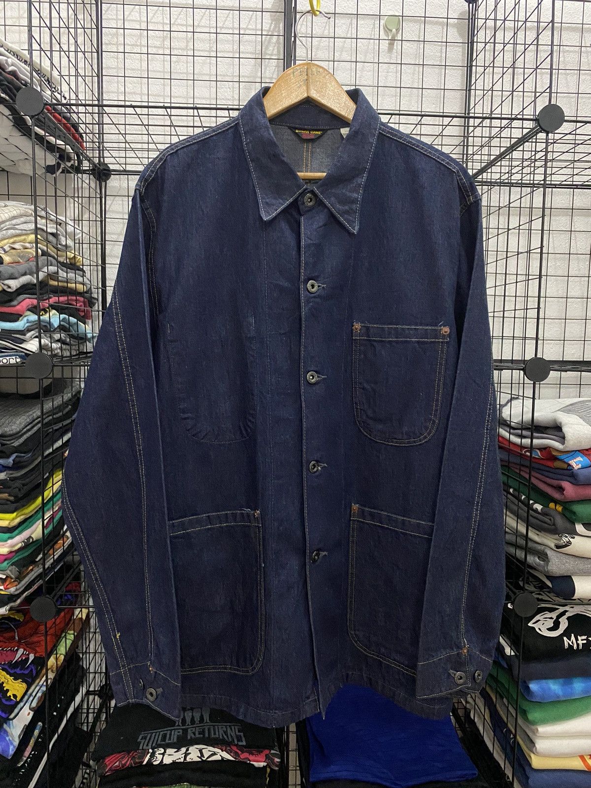 Sugar Cane 🔥VINTAGE SUGAR CANE DENIM JACKET Size US L / EU 52-54 / 3 - 2 Thumbnail