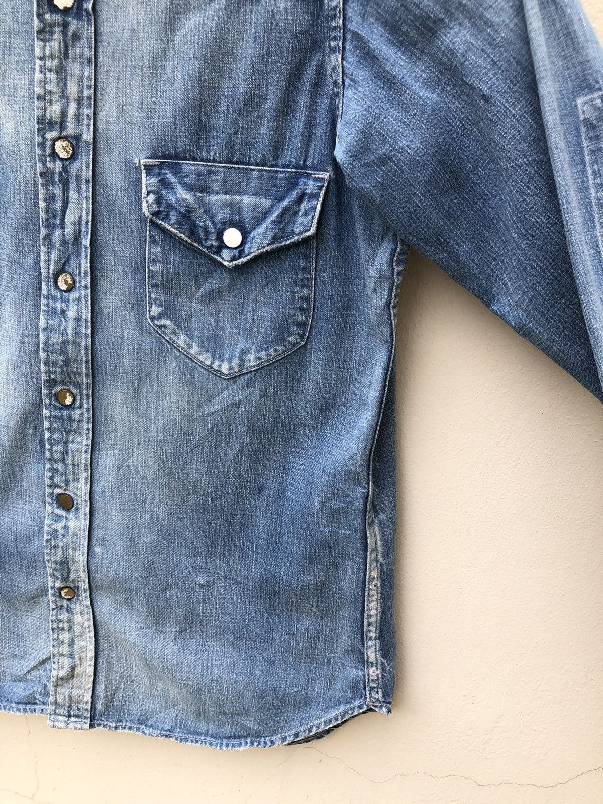 Chimala Chimala Japan Rips Distressed Chambray Western Shirt Size US S / EU 44-46 / 1 - 10 Thumbnail