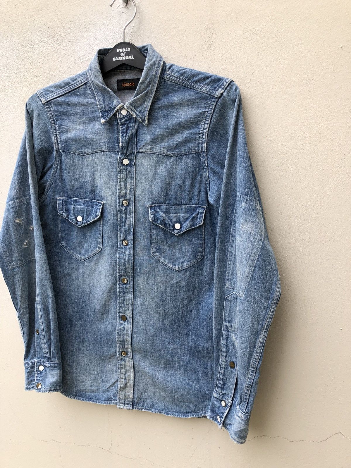 Chimala Chimala Japan Rips Distressed Chambray Western Shirt Size US S / EU 44-46 / 1 - 8 Thumbnail