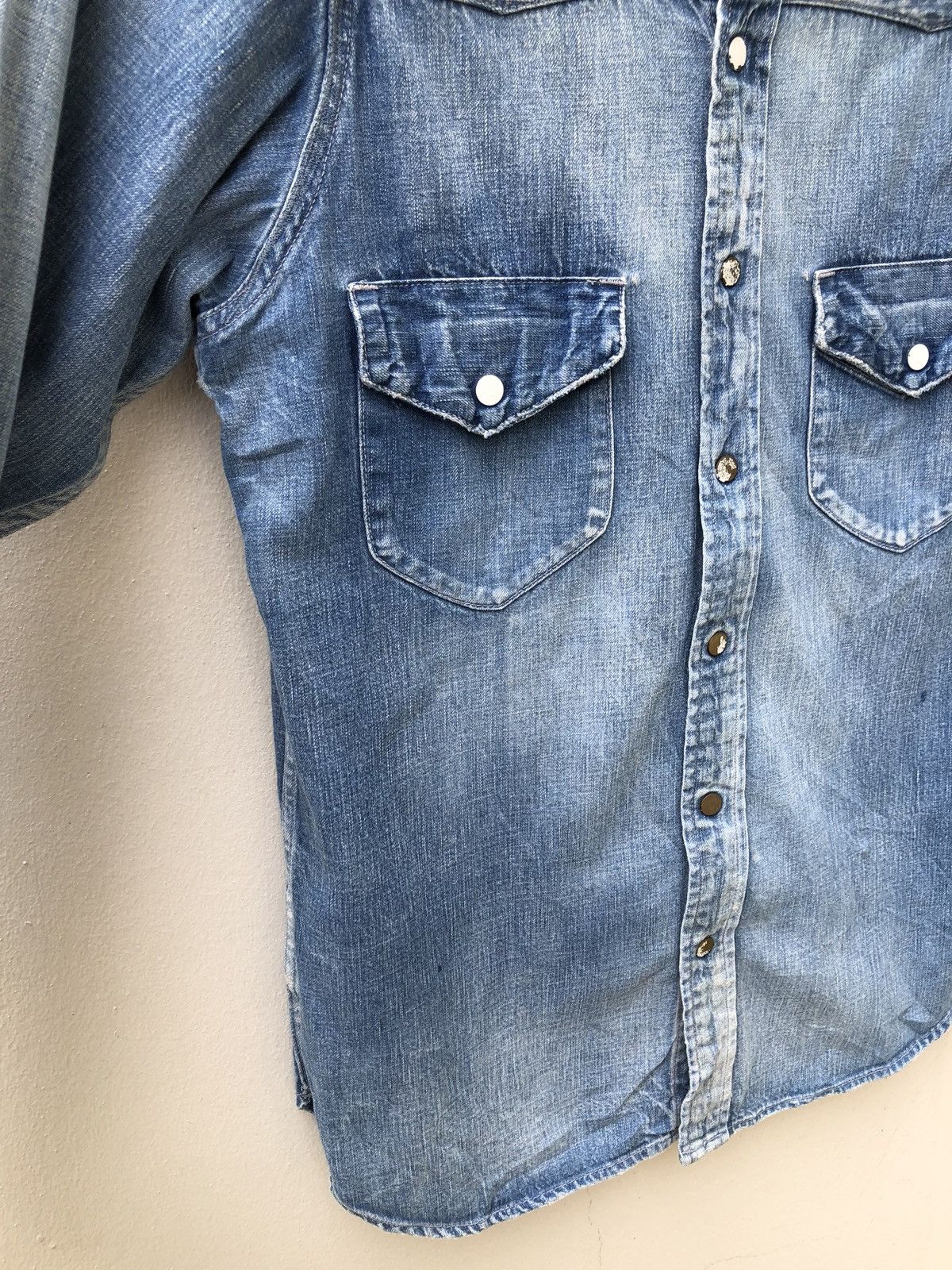 Chimala Chimala Japan Rips Distressed Chambray Western Shirt Size US S / EU 44-46 / 1 - 11 Thumbnail