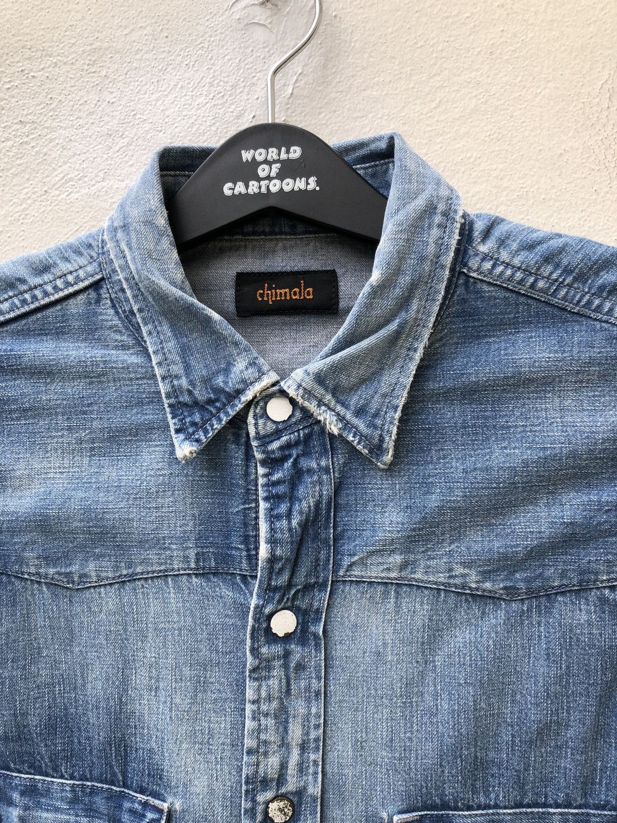 Chimala Chimala Japan Rips Distressed Chambray Western Shirt Size US S / EU 44-46 / 1 - 9 Thumbnail