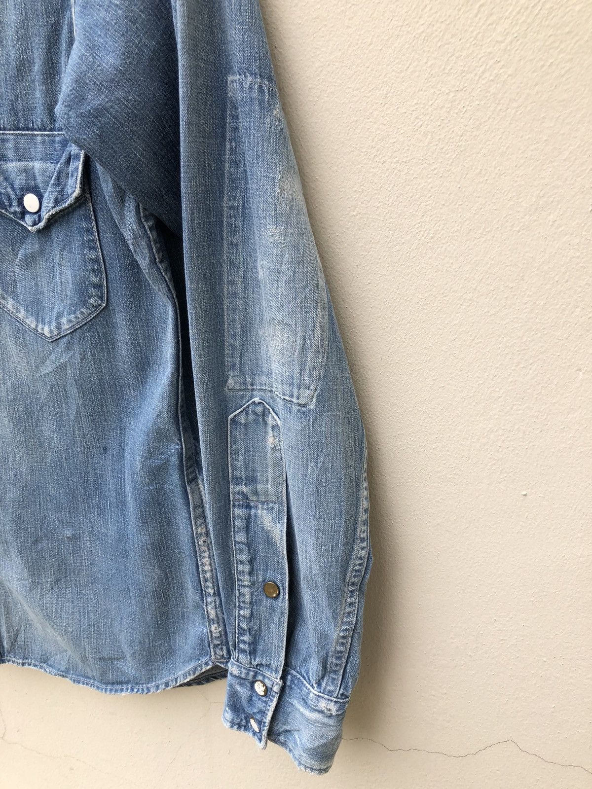 Chimala Chimala Japan Rips Distressed Chambray Western Shirt Size US S / EU 44-46 / 1 - 13 Thumbnail