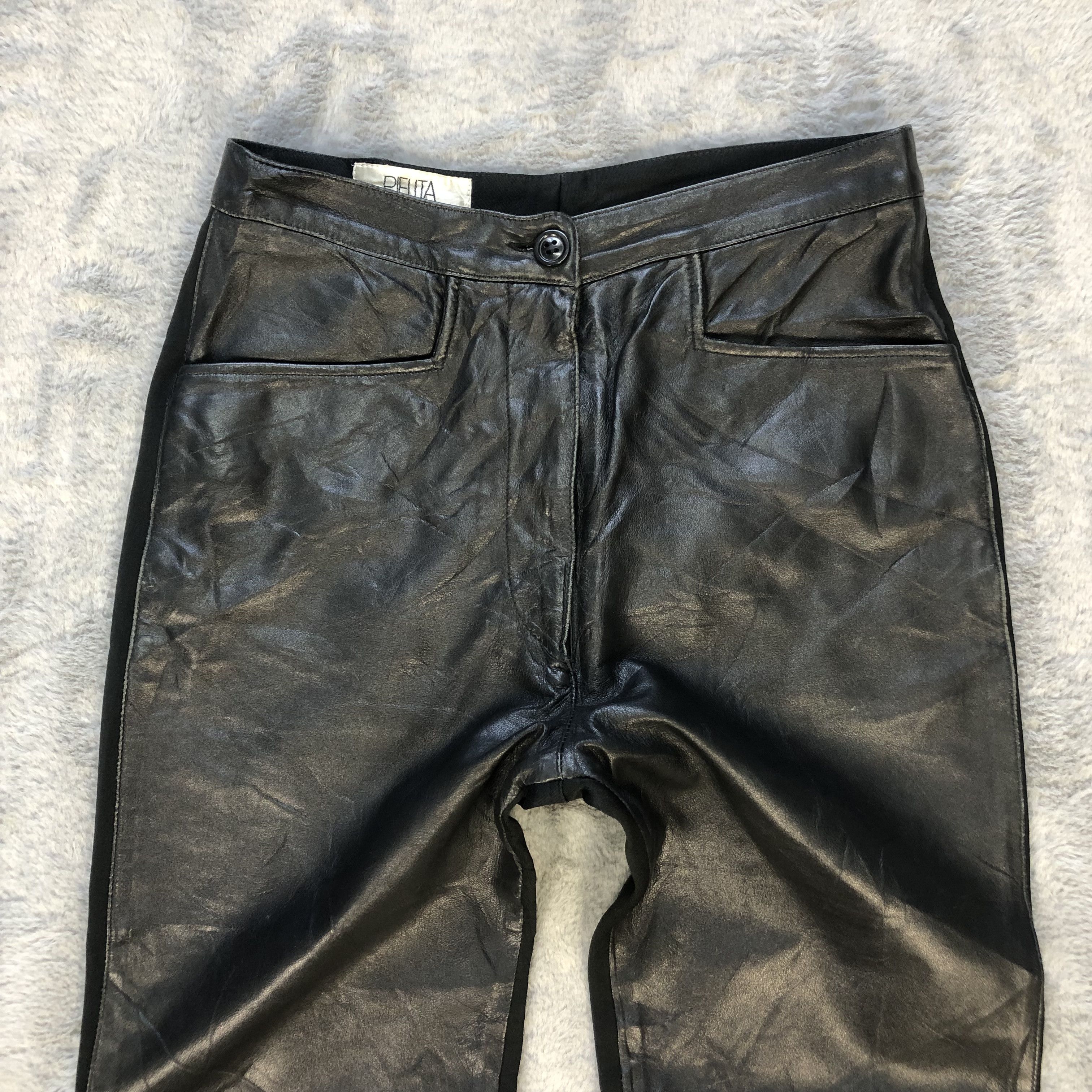 Japanese Brand RARE🔥 SHEEP LEATHER HYBRID PANTS #6389-221 Size US 26 / EU 42 - 2 Thumbnail