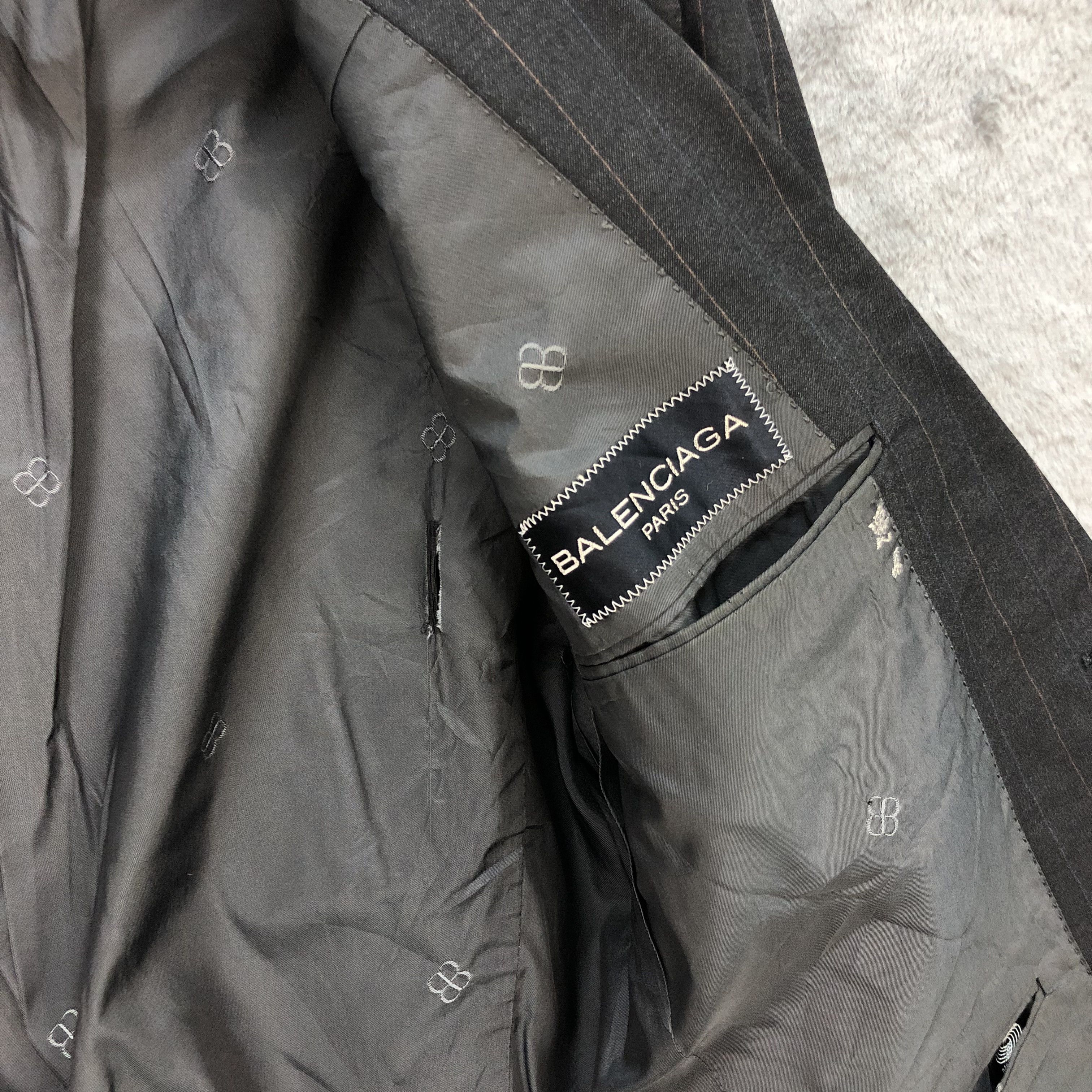 Balenciaga BALENCIAGA PARIS STRIPE WOOL SUIT JACKET #5894-42 Size 42R - 14 Thumbnail