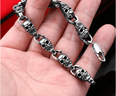 Jewelry 10MM Punk Skull Bracelet Size ONE SIZE - 1 Thumbnail