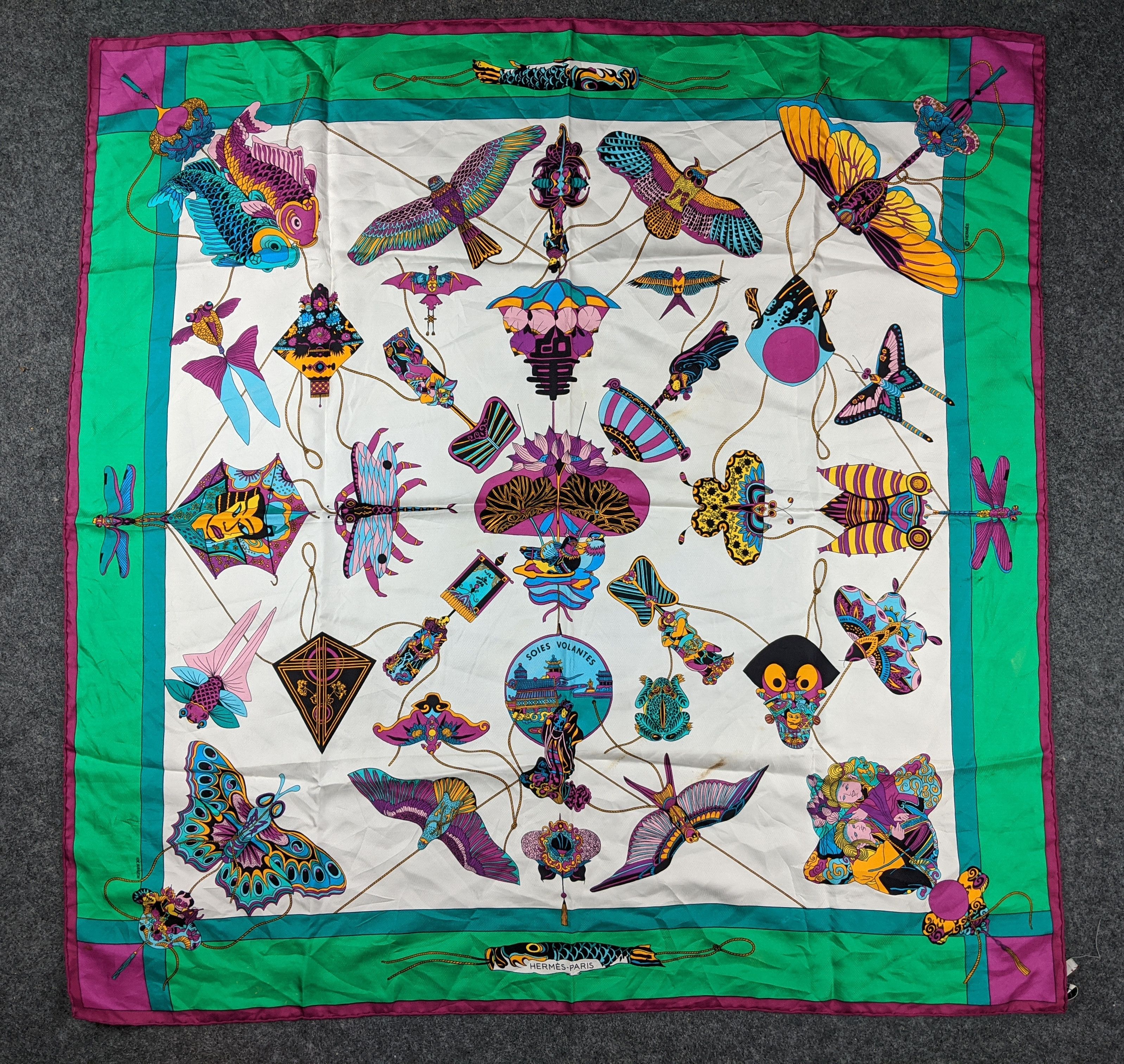 Hermes Hermes Soies Volantes by Loic Dubigeon Silk Scarf Size ONE SIZE - 1 Thumbnail