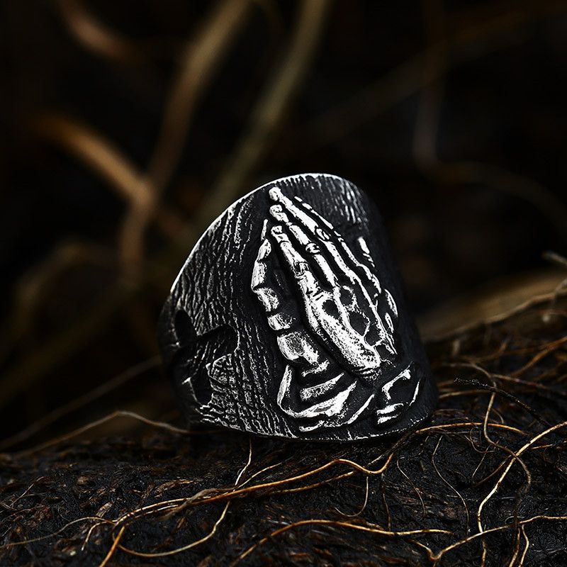 Jewelry Vintage Unique Praying Hand Ring Size ONE SIZE - 1 Thumbnail