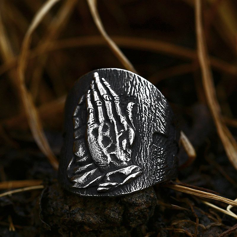 Jewelry Vintage Unique Praying Hand Ring Size ONE SIZE - 2 Thumbnail