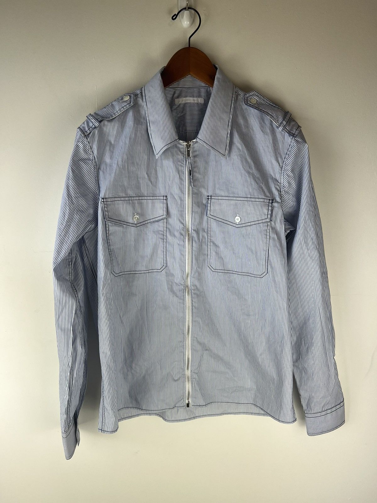 Helmut Lang Helmut Lang Stripe Zipup Shirt Size US S / EU 44-46 / 1 - 1 Thumbnail