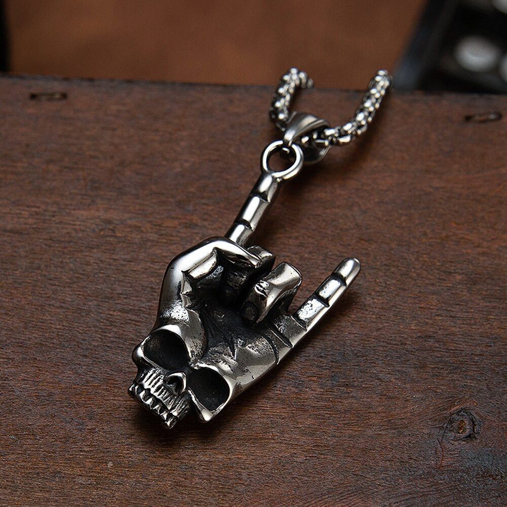 Jewelry Skull Gesture Skull Pendant Necklace Size ONE SIZE - 3 Thumbnail