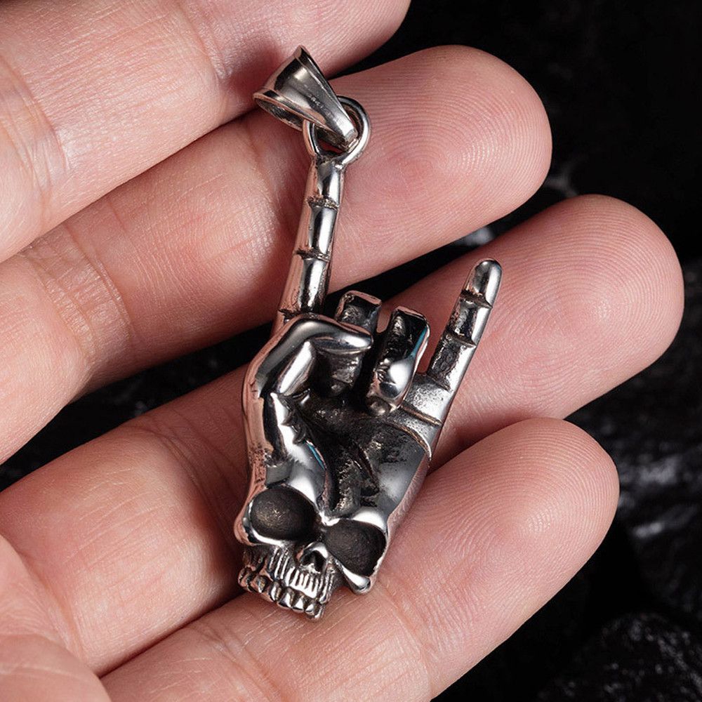 Jewelry Skull Gesture Skull Pendant Necklace Size ONE SIZE - 2 Thumbnail