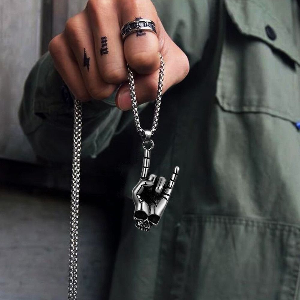 Jewelry Skull Gesture Skull Pendant Necklace Size ONE SIZE - 1 Thumbnail