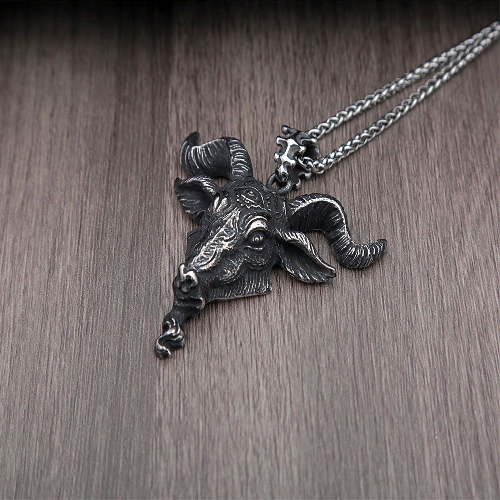 Jewelry Skull Satan Sheep Pendant Necklace Size ONE SIZE - 3 Thumbnail