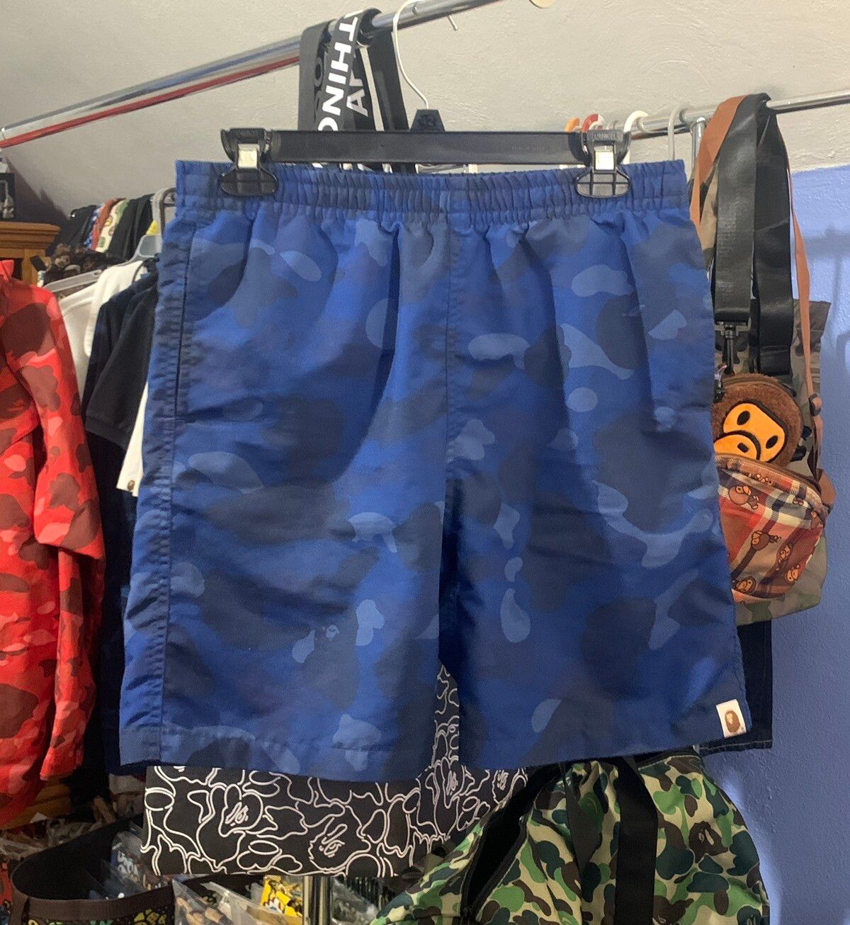 Pre-owned Bape Blue Camo Shorts