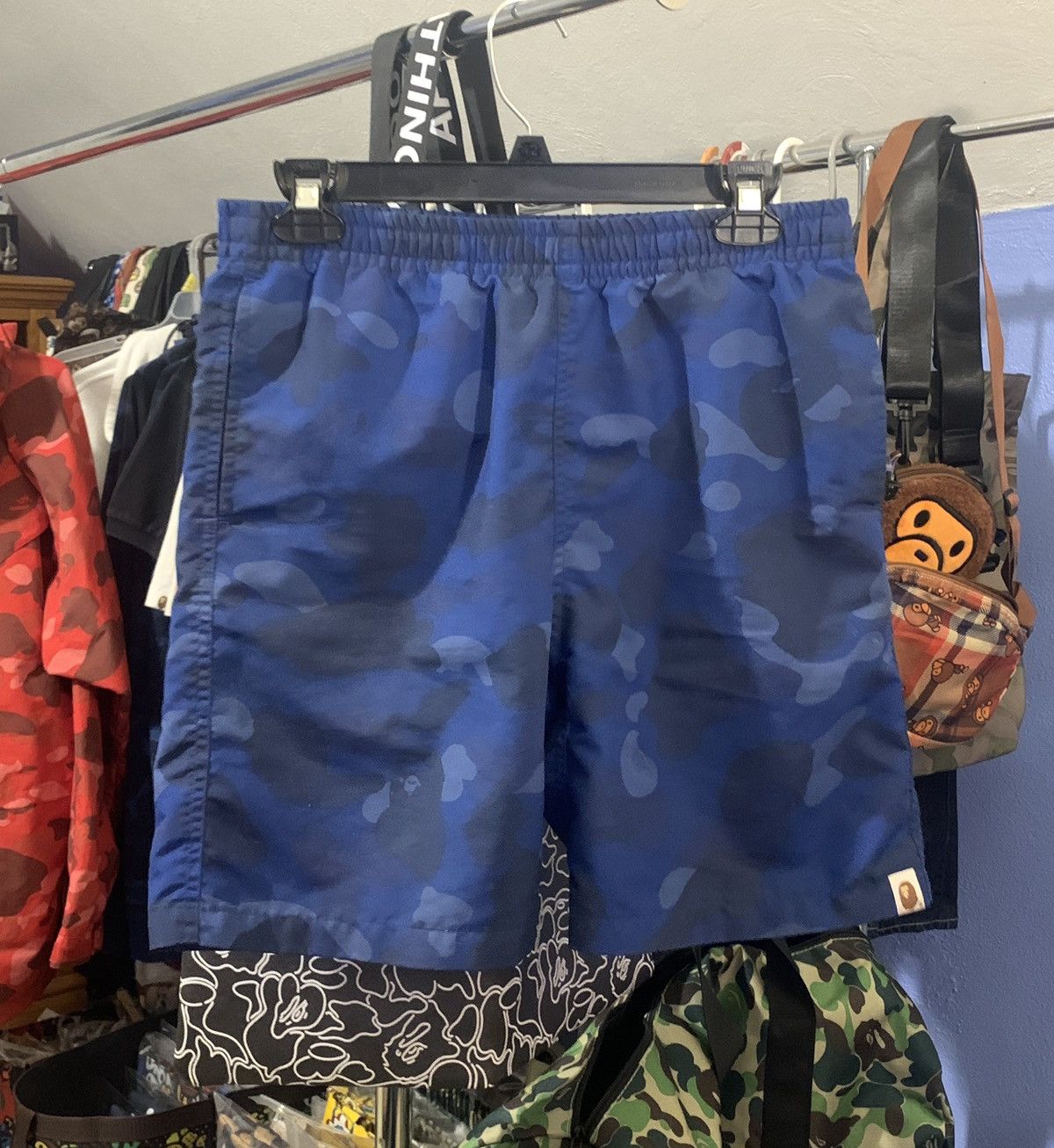 image of Bape Blue Camo Shorts, Men's (Size 32)
