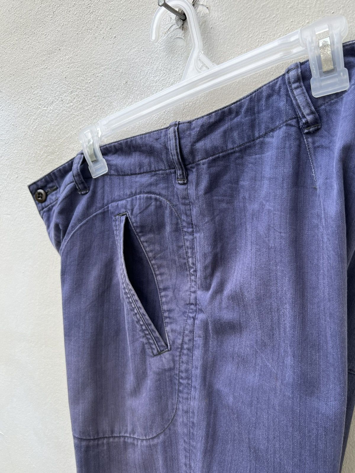 Two Moon Limited Edition Sun Fade Indigo HBT Stripe Work Trouser Pant Size US 34 / EU 50 - 21 Thumbnail