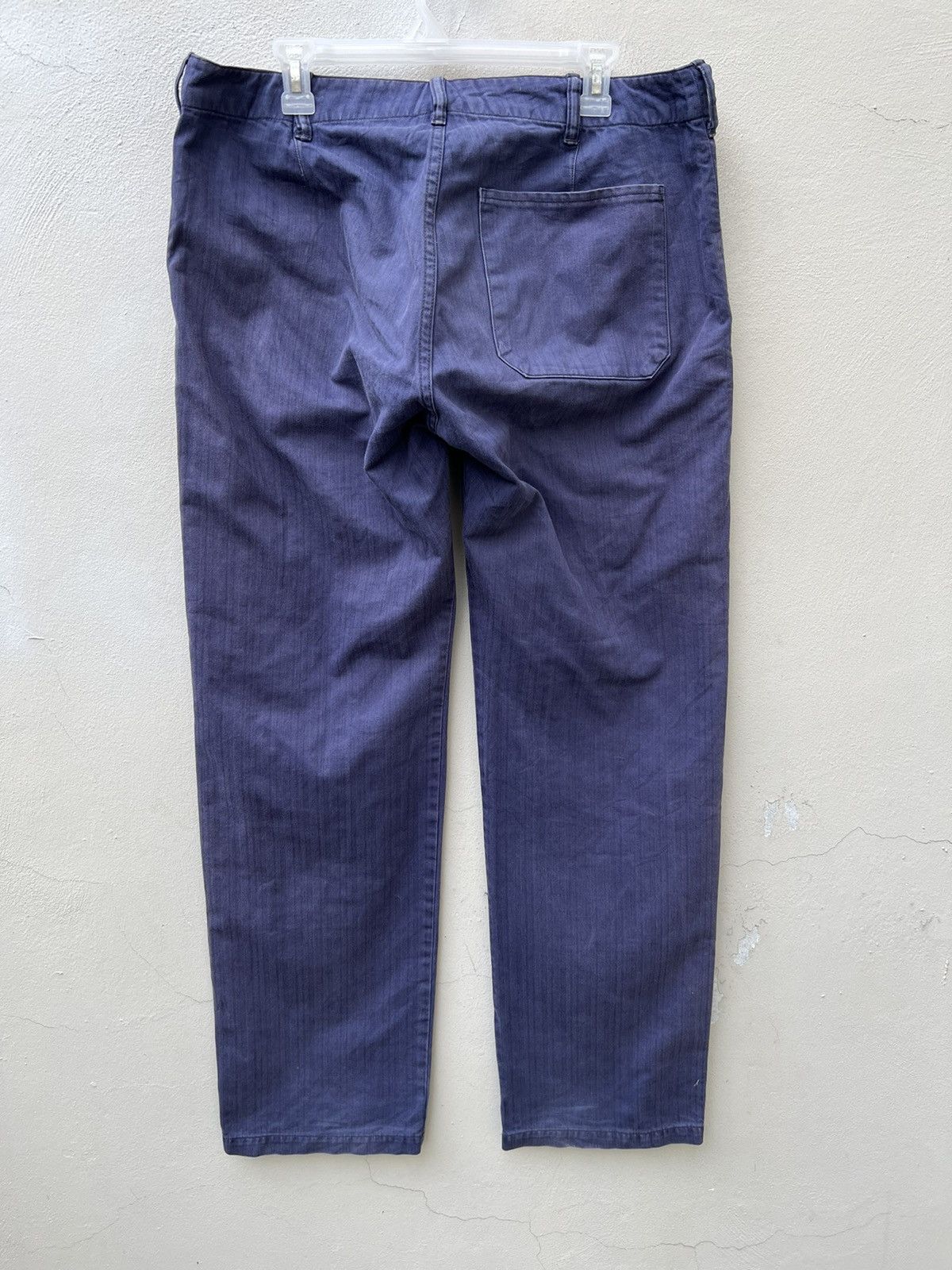 Two Moon Limited Edition Sun Fade Indigo HBT Stripe Work Trouser Pant Size US 34 / EU 50 - 15 Thumbnail
