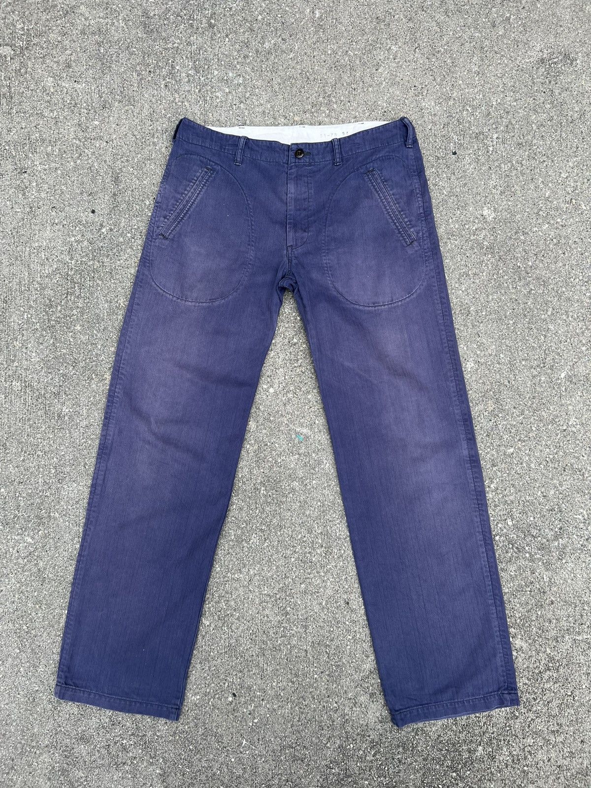 Two Moon Limited Edition Sun Fade Indigo HBT Stripe Work Trouser Pant Size US 34 / EU 50 - 1 Thumbnail
