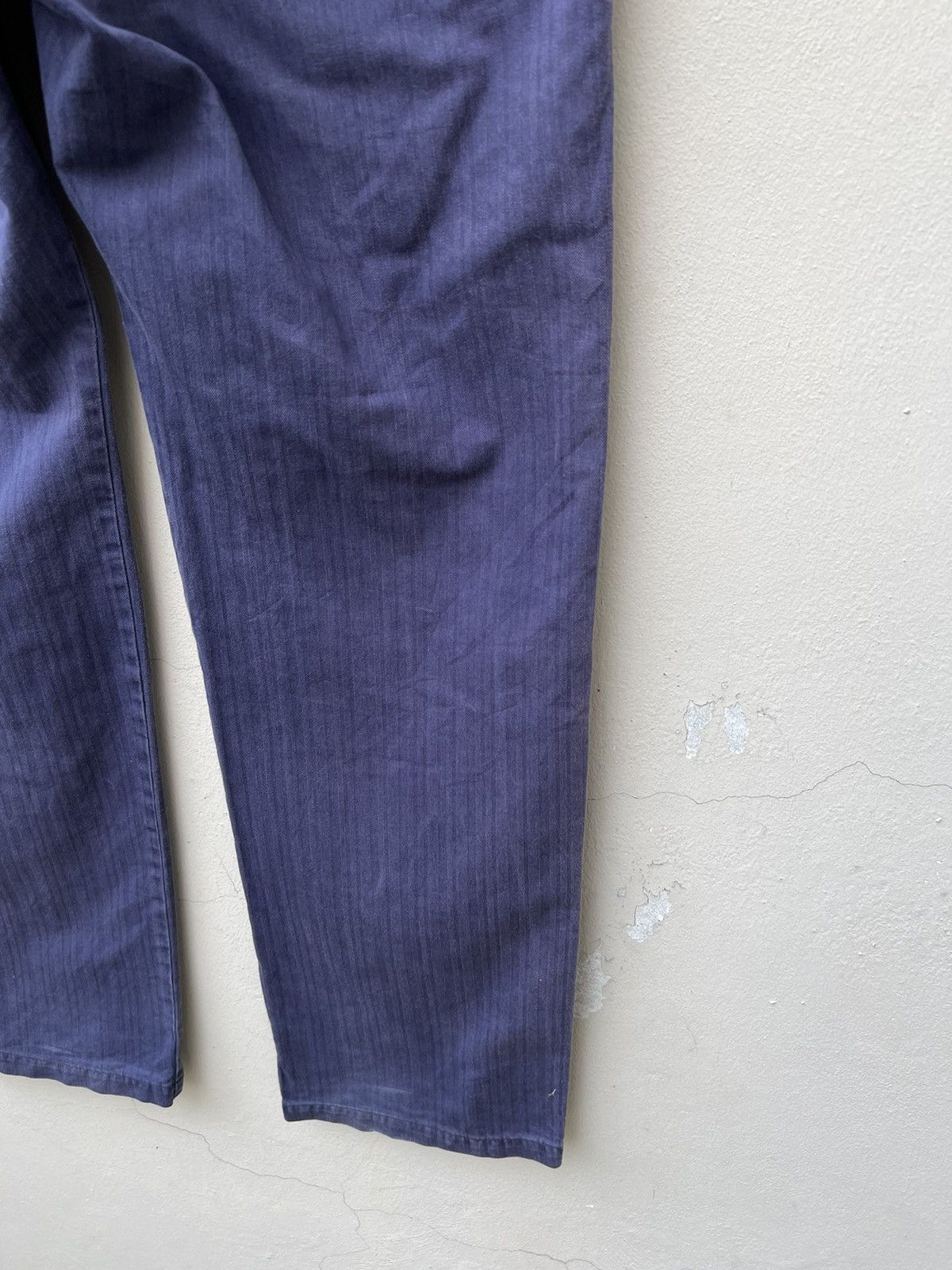 Two Moon Limited Edition Sun Fade Indigo HBT Stripe Work Trouser Pant Size US 34 / EU 50 - 18 Thumbnail
