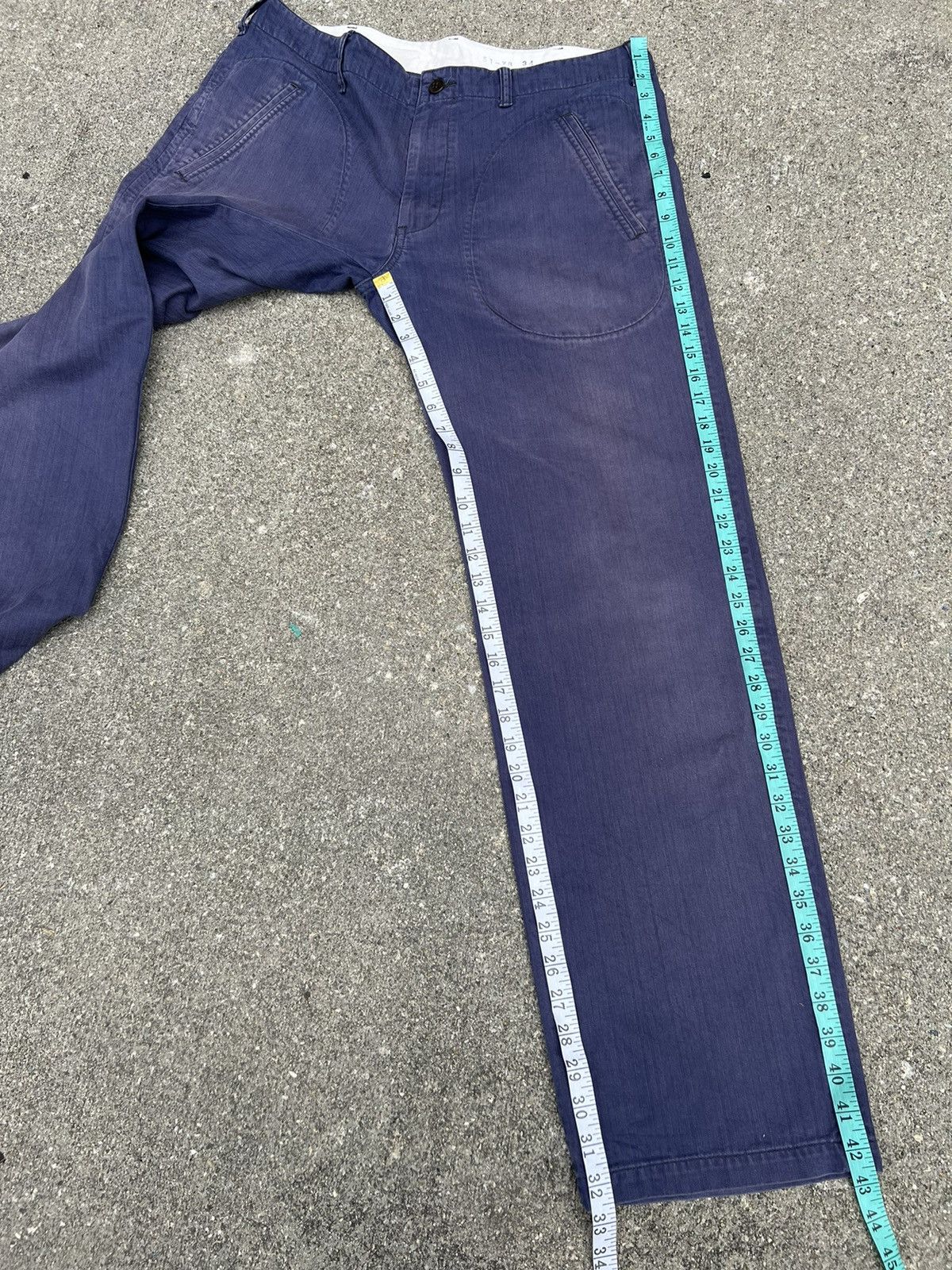 Two Moon Limited Edition Sun Fade Indigo HBT Stripe Work Trouser Pant Size US 34 / EU 50 - 4 Thumbnail