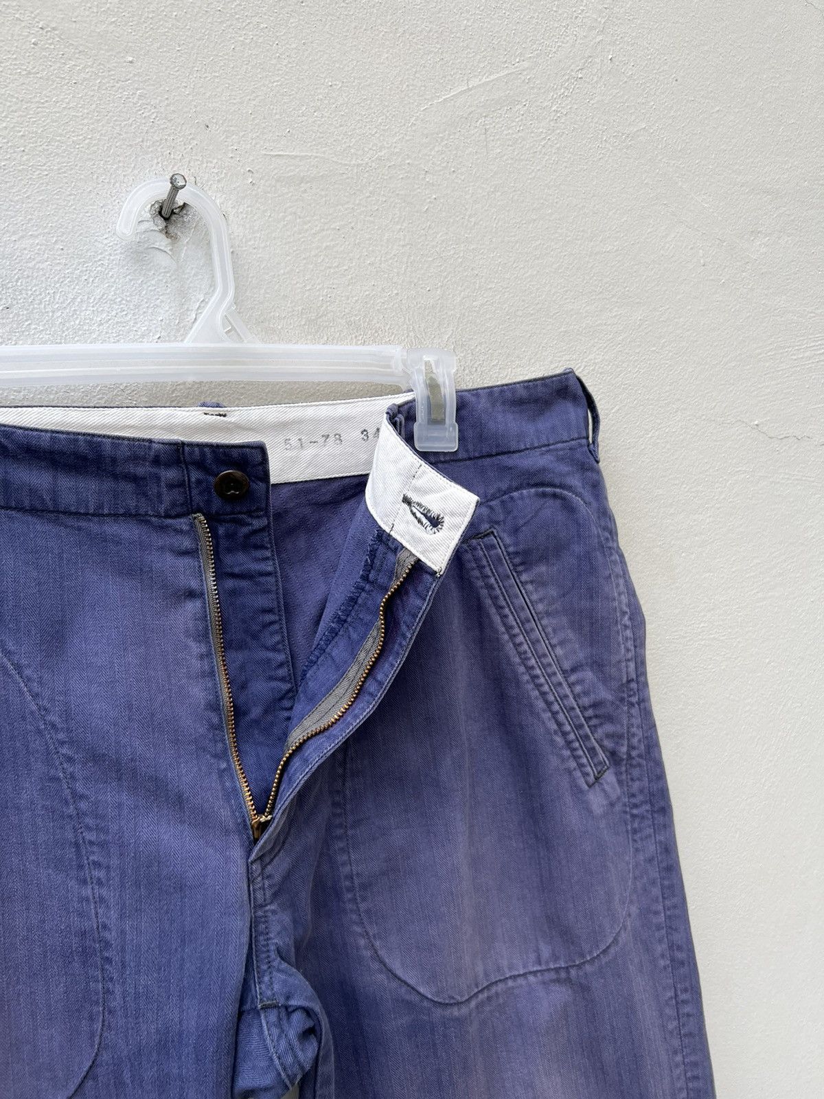 Two Moon Limited Edition Sun Fade Indigo HBT Stripe Work Trouser Pant Size US 34 / EU 50 - 9 Thumbnail