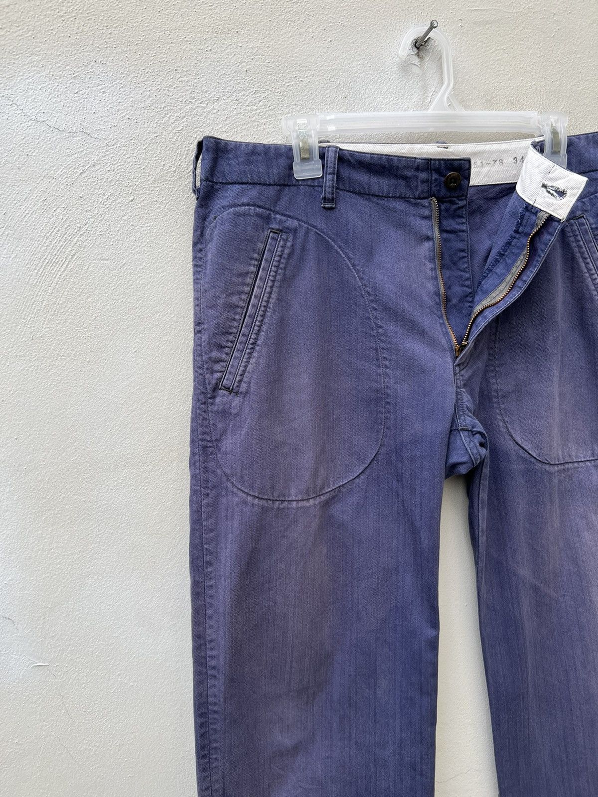 Two Moon Limited Edition Sun Fade Indigo HBT Stripe Work Trouser Pant Size US 34 / EU 50 - 10 Thumbnail