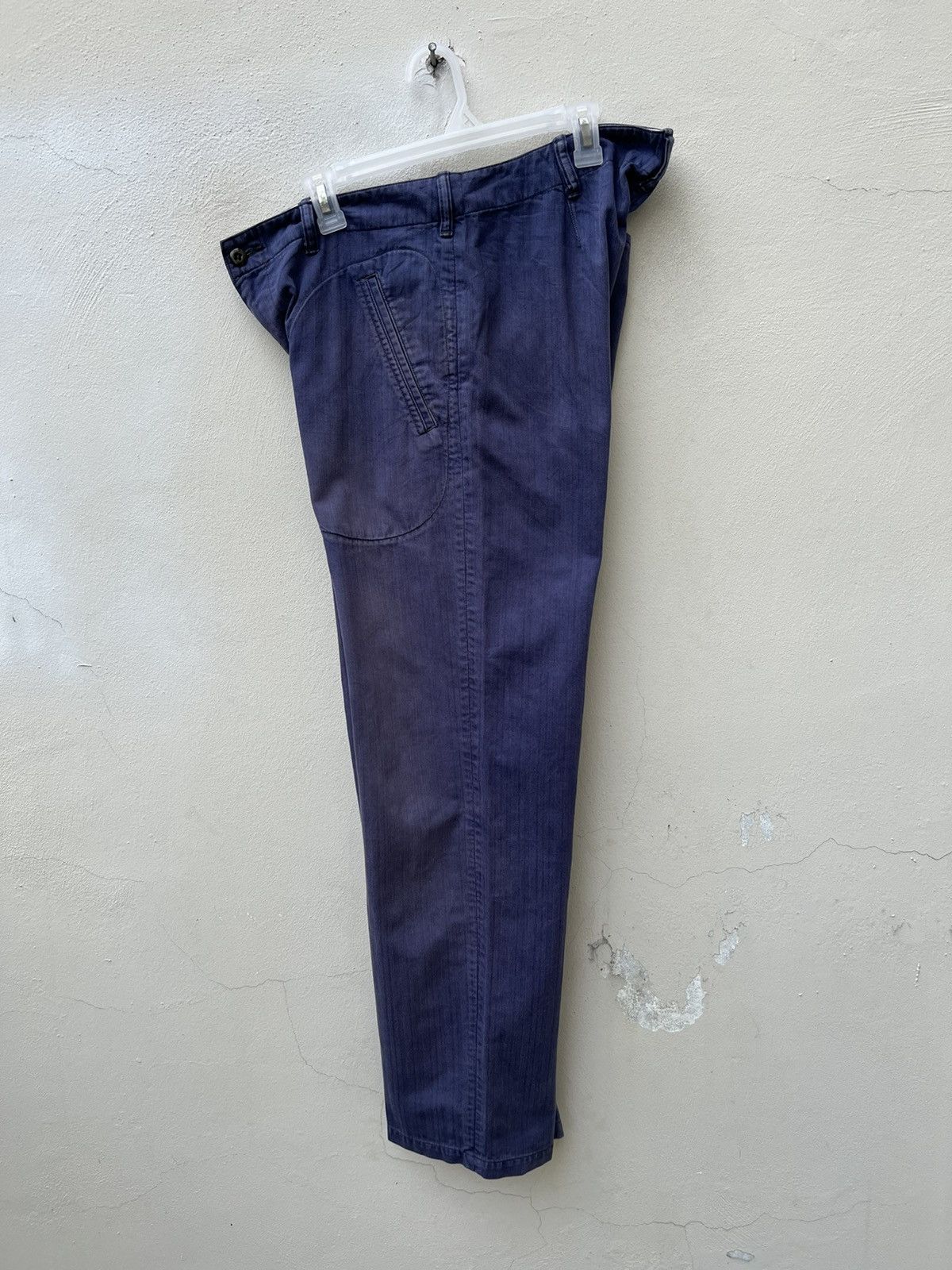 Two Moon Limited Edition Sun Fade Indigo HBT Stripe Work Trouser Pant Size US 34 / EU 50 - 19 Thumbnail