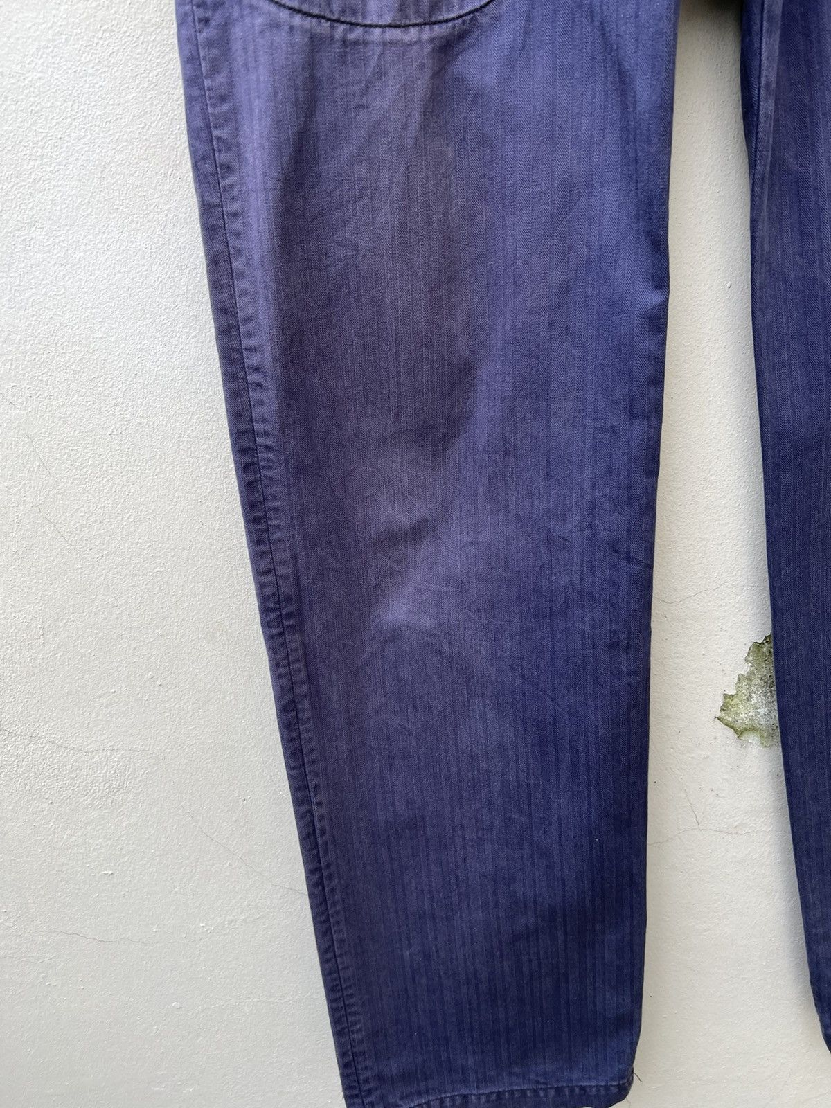 Two Moon Limited Edition Sun Fade Indigo HBT Stripe Work Trouser Pant Size US 34 / EU 50 - 11 Thumbnail
