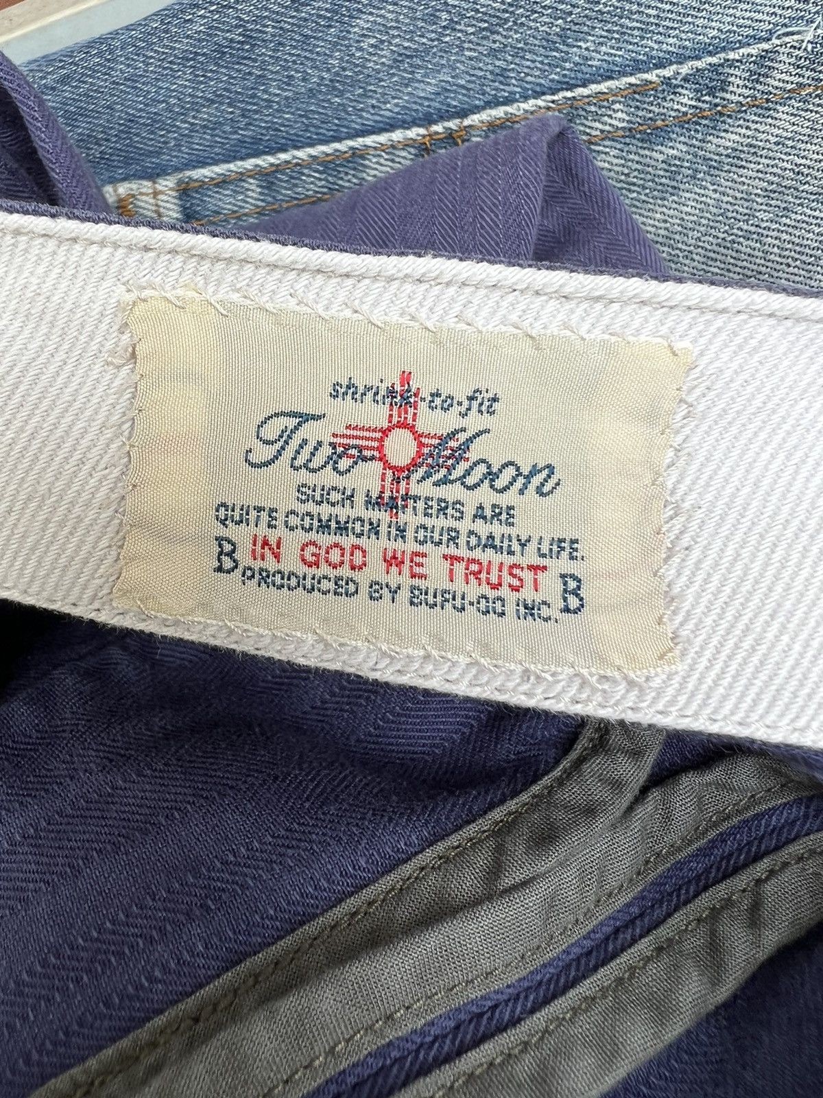 Two Moon Limited Edition Sun Fade Indigo HBT Stripe Work Trouser Pant Size US 34 / EU 50 - 23 Thumbnail