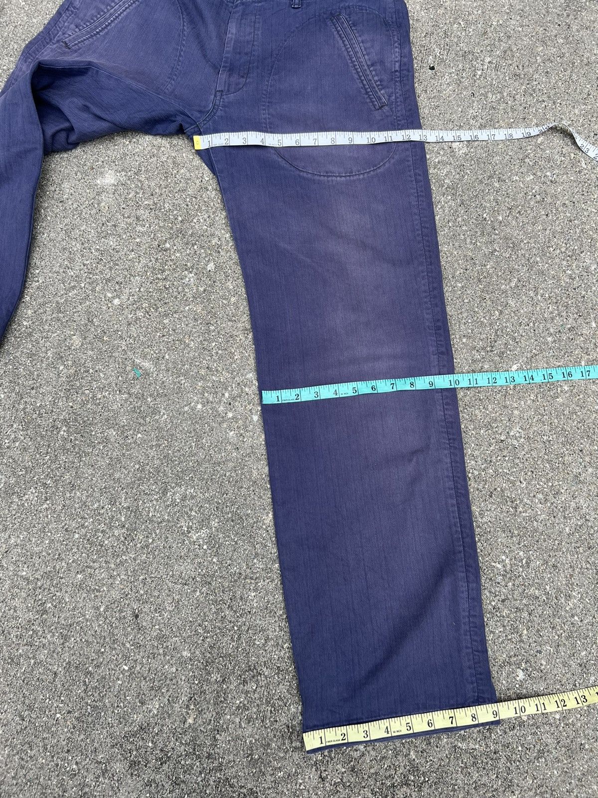Two Moon Limited Edition Sun Fade Indigo HBT Stripe Work Trouser Pant Size US 34 / EU 50 - 3 Thumbnail