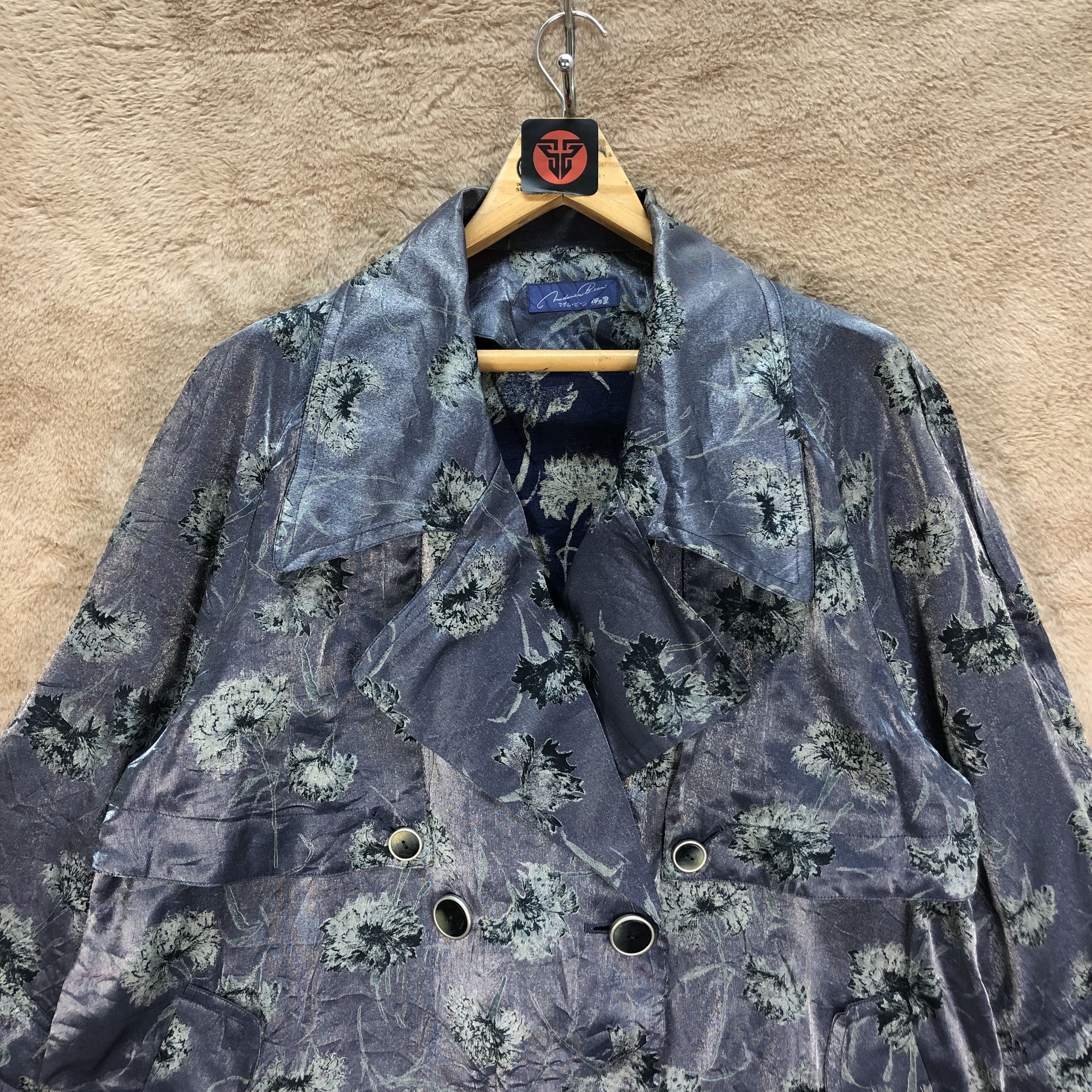 Japanese Brand MADAME BEAN FLORAL PRINTED COAT DOUBLE BREASTED #6412-65 Size M / US 6-8 / IT 42-44 - 2 Thumbnail