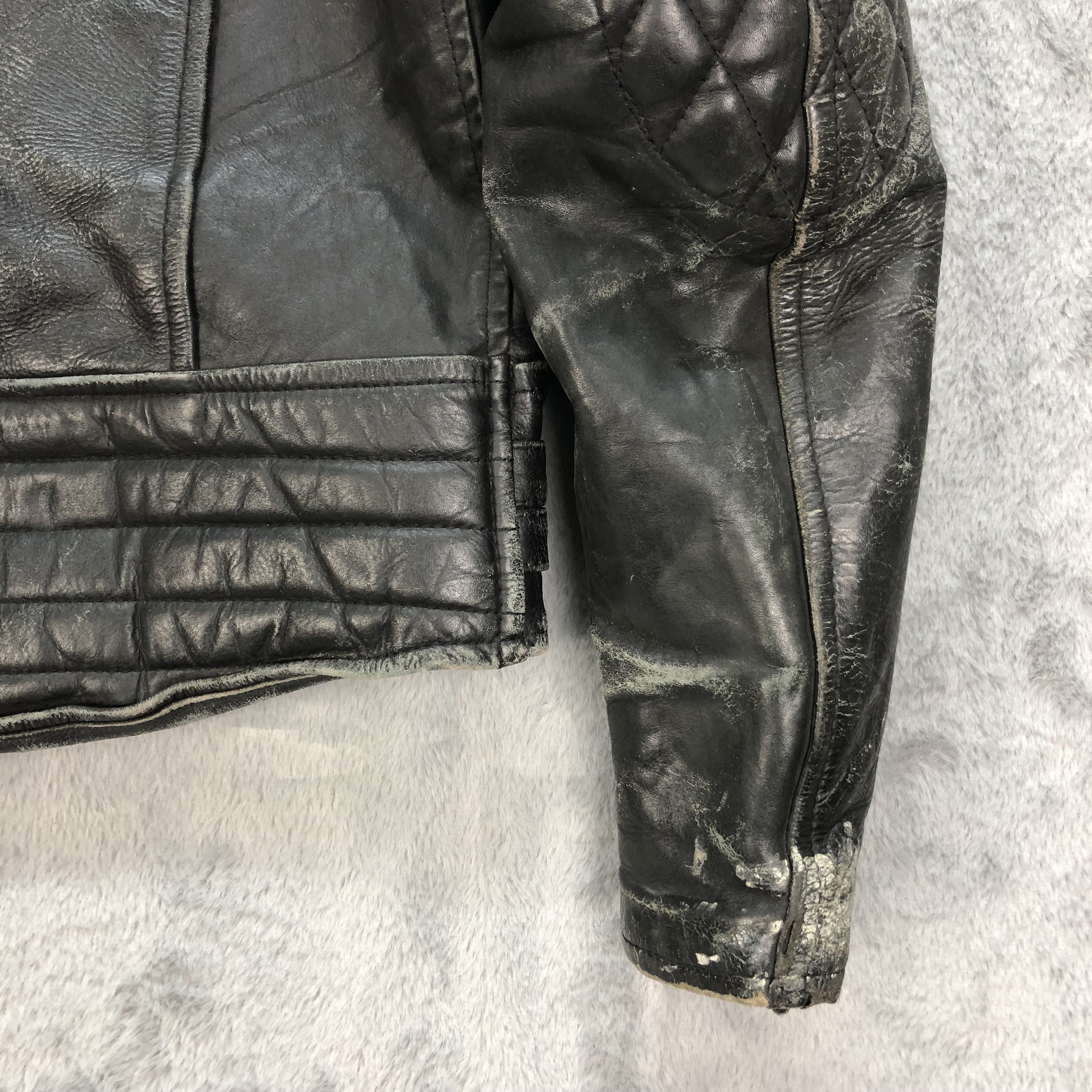 Genuine Leather TRASHED🔥 VINTAGE COWHIDE DOUBLE COLLAR JACKET #5405-188 Size US S / EU 44-46 / 1 - 16 Thumbnail
