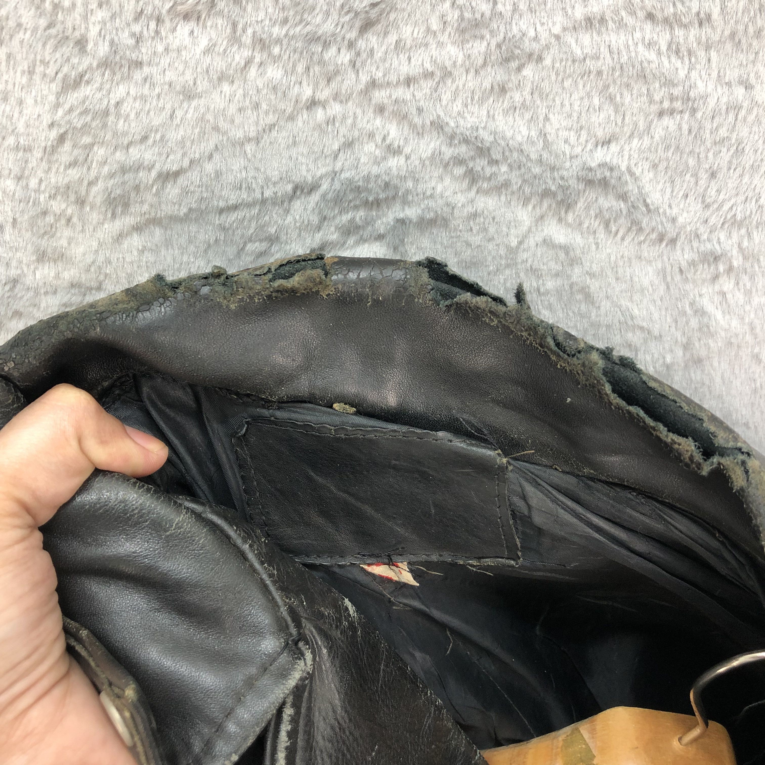 Genuine Leather TRASHED🔥 VINTAGE COWHIDE DOUBLE COLLAR JACKET #5405-188 Size US S / EU 44-46 / 1 - 15 Thumbnail