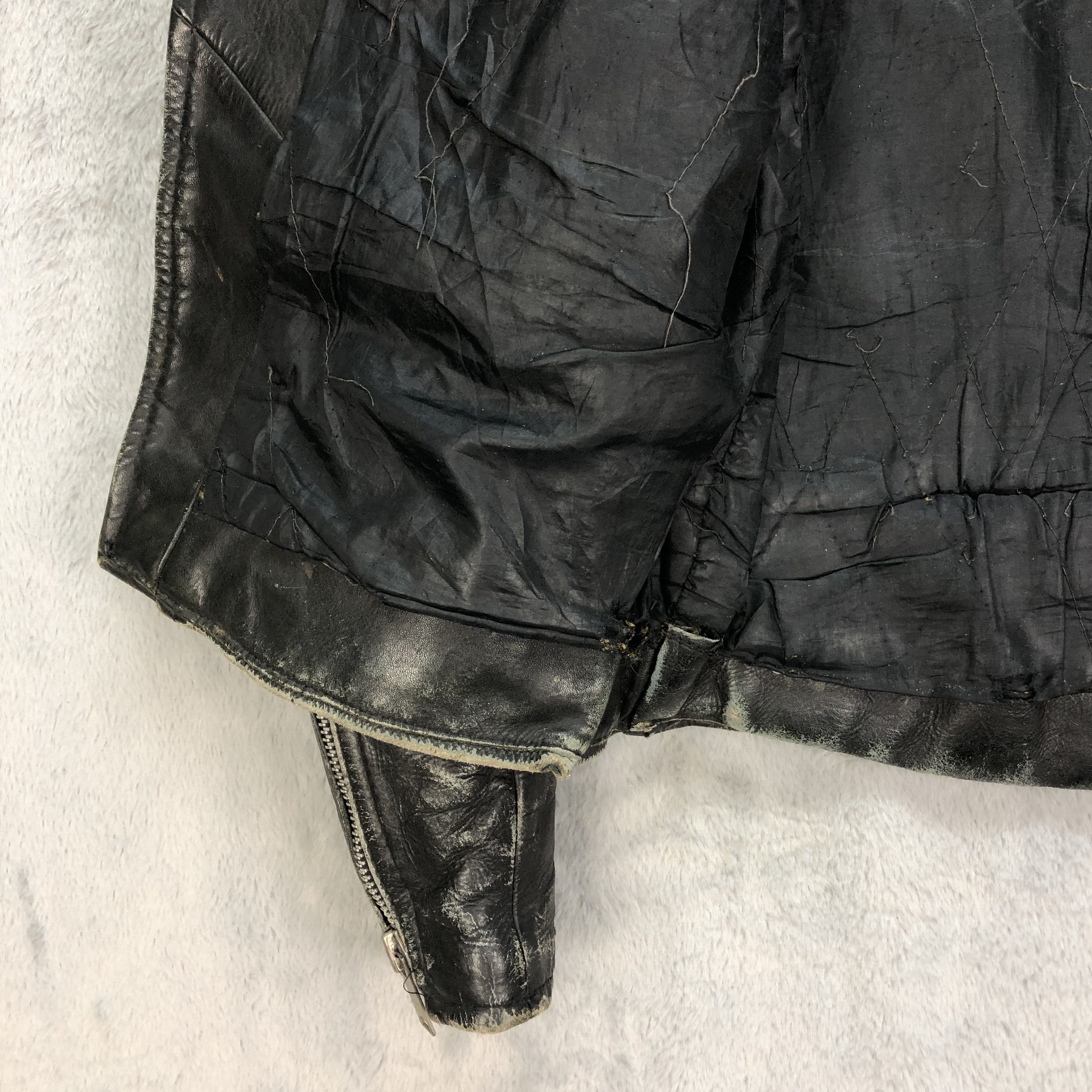 Genuine Leather TRASHED🔥 VINTAGE COWHIDE DOUBLE COLLAR JACKET #5405-188 Size US S / EU 44-46 / 1 - 11 Thumbnail