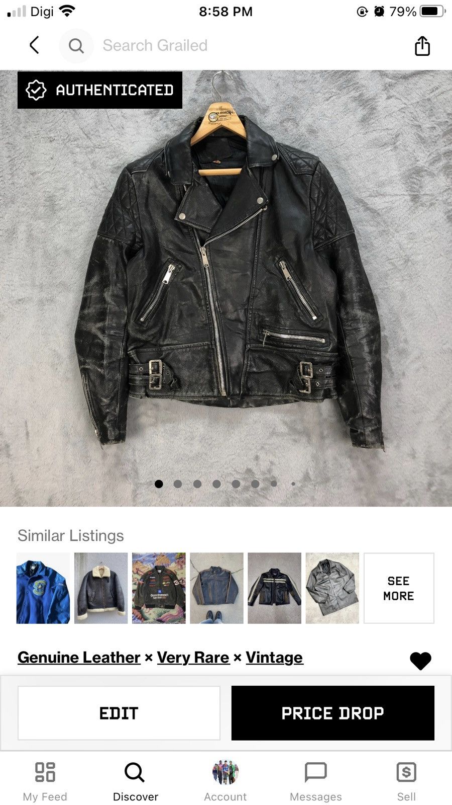 Genuine Leather TRASHED🔥 VINTAGE COWHIDE DOUBLE COLLAR JACKET #5405-188 Size US S / EU 44-46 / 1 - 18 Thumbnail