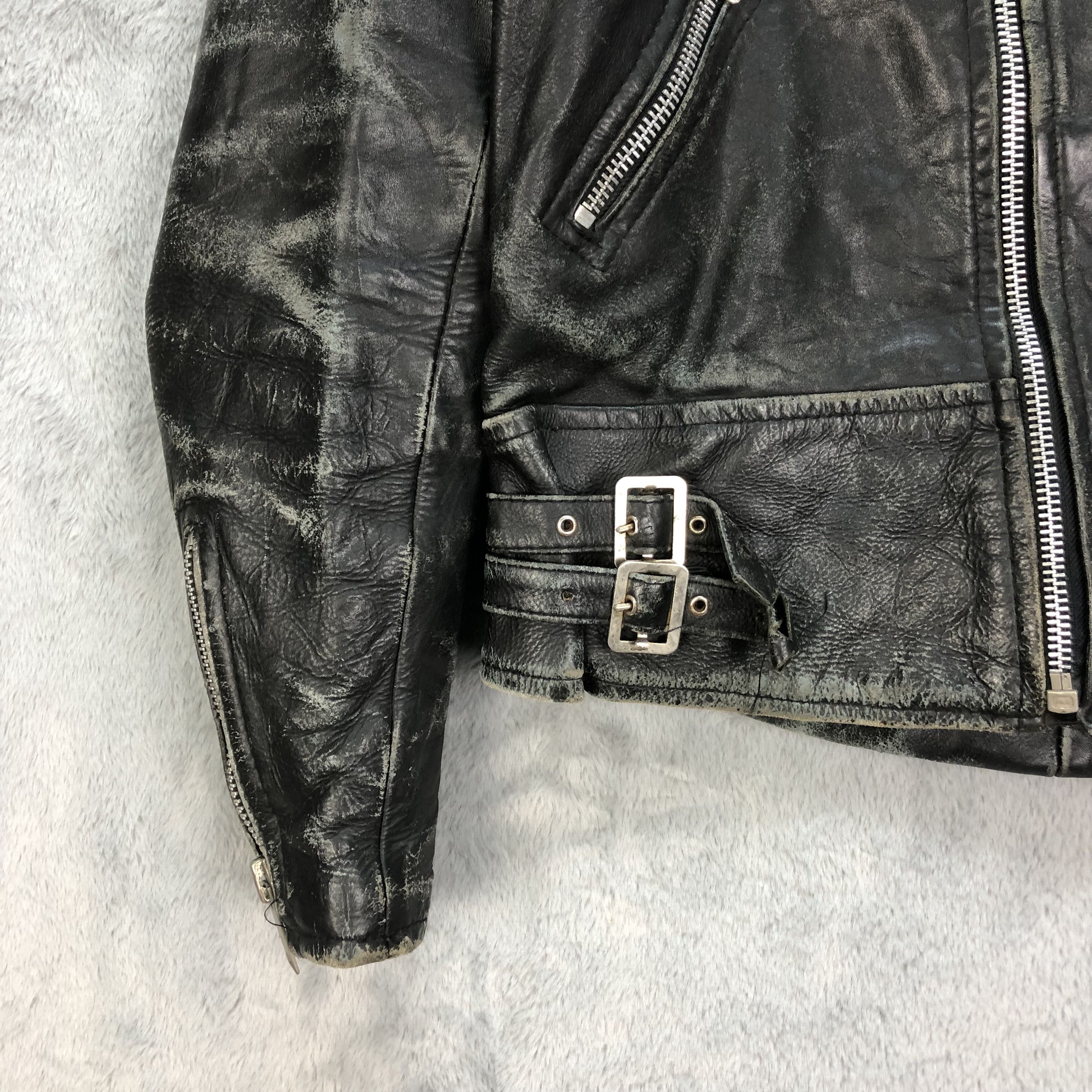 Genuine Leather TRASHED🔥 VINTAGE COWHIDE DOUBLE COLLAR JACKET #5405-188 Size US S / EU 44-46 / 1 - 5 Thumbnail