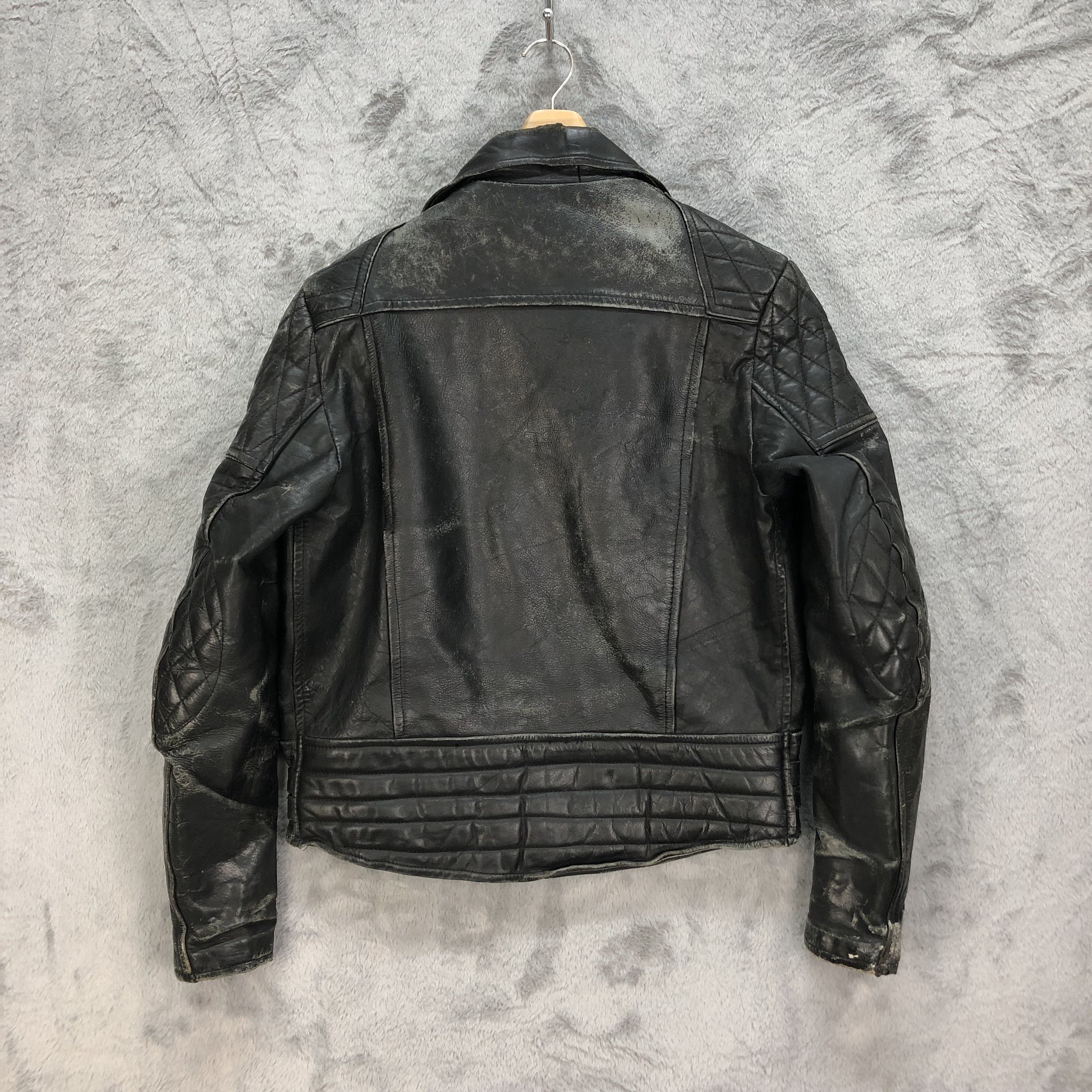 Genuine Leather TRASHED🔥 VINTAGE COWHIDE DOUBLE COLLAR JACKET #5405-188 Size US S / EU 44-46 / 1 - 13 Thumbnail