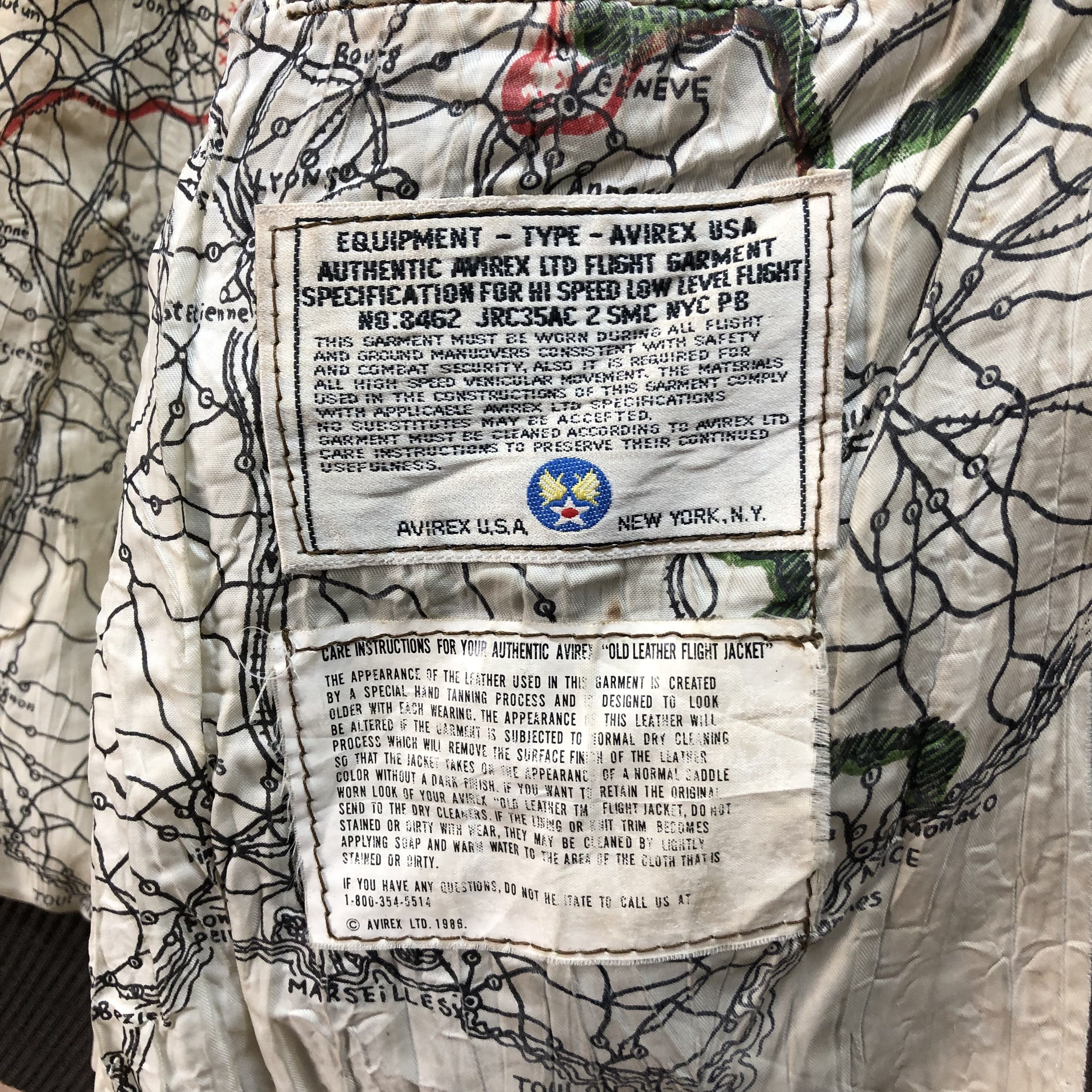 Avirex VINTAGE 80' DRAWING MAP AVIREX LEATHER A2 JACKET #5271-182 Size US M / EU 48-50 / 2 - 12 Thumbnail