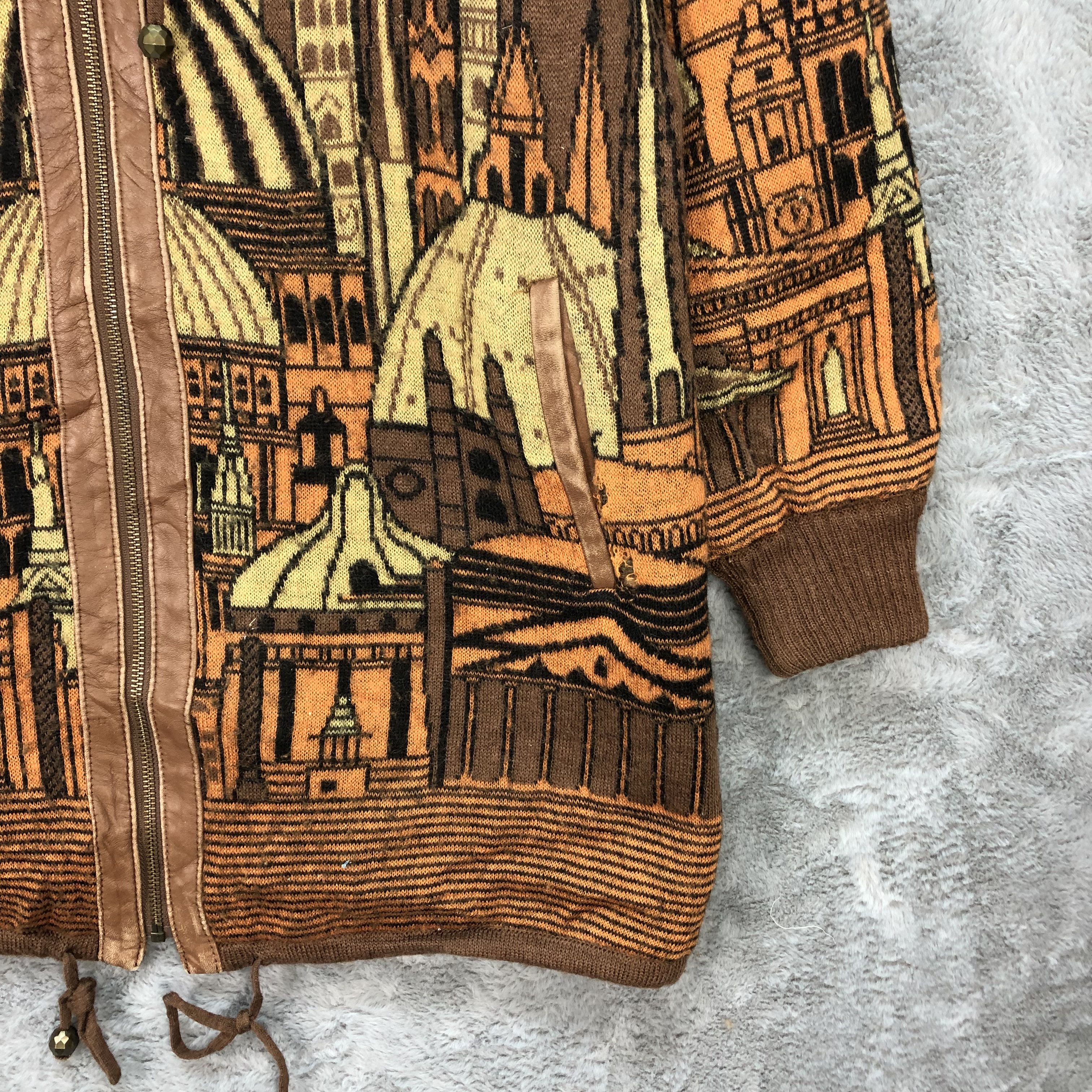 Leather ARTWORK GRAPHIC HYBRID LEATHER LONG COAT #6272-57 Size US M / EU 48-50 / 2 - 5 Thumbnail