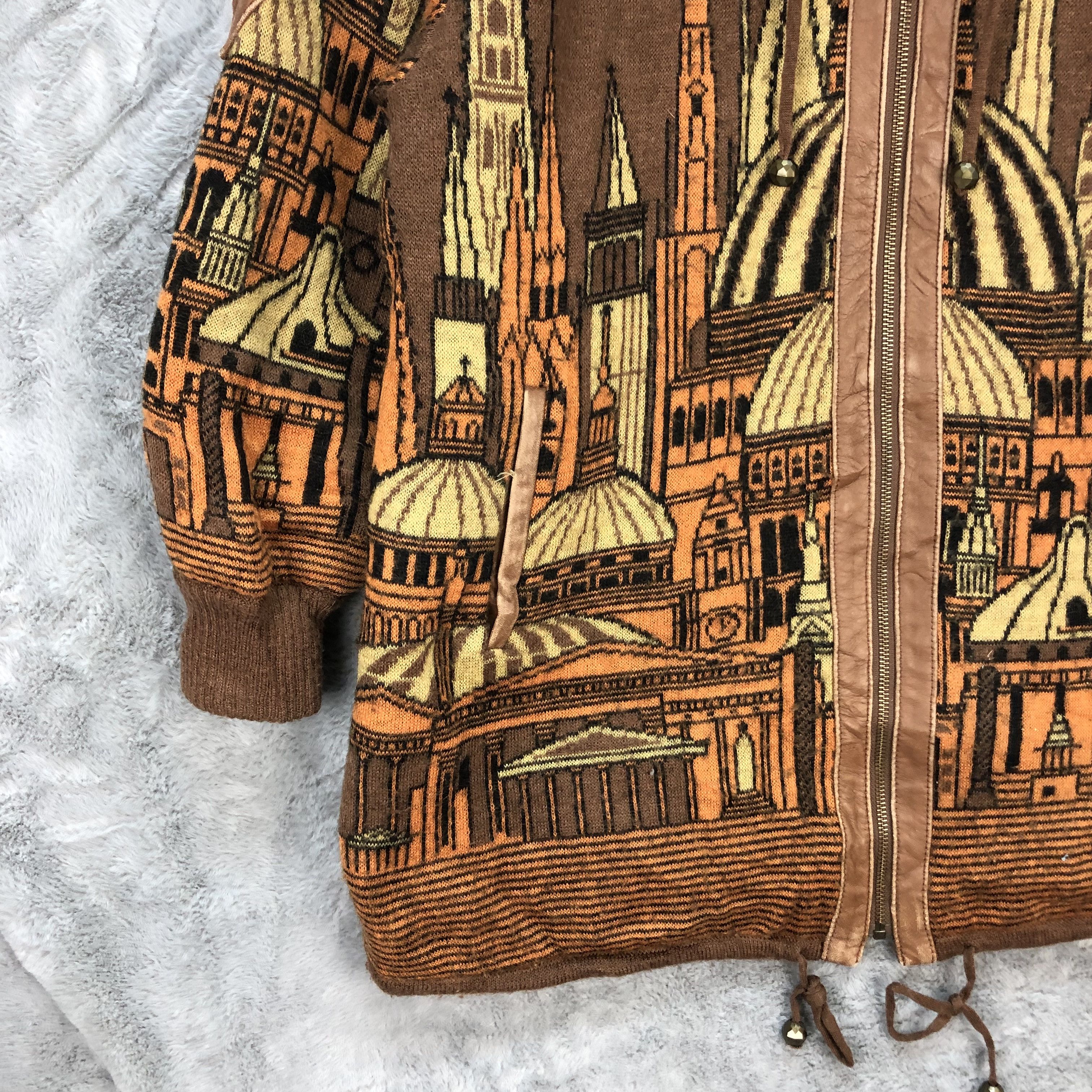 Leather ARTWORK GRAPHIC HYBRID LEATHER LONG COAT #6272-57 Size US M / EU 48-50 / 2 - 4 Thumbnail