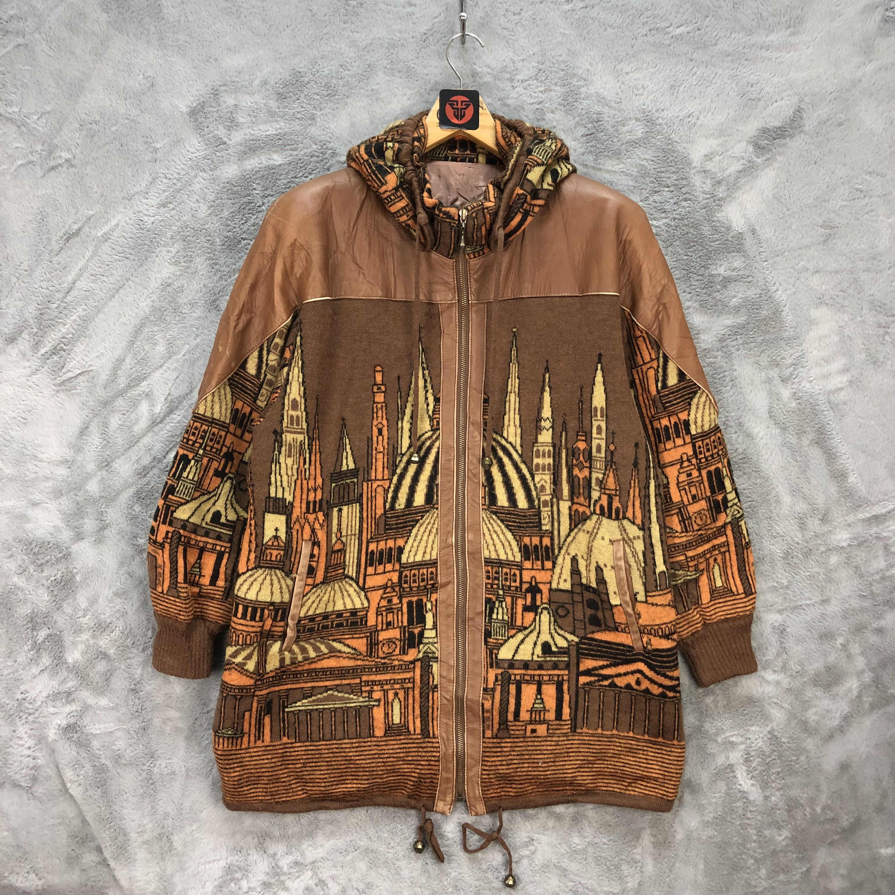 Leather ARTWORK GRAPHIC HYBRID LEATHER LONG COAT #6272-57 Size US M / EU 48-50 / 2 - 1 Thumbnail
