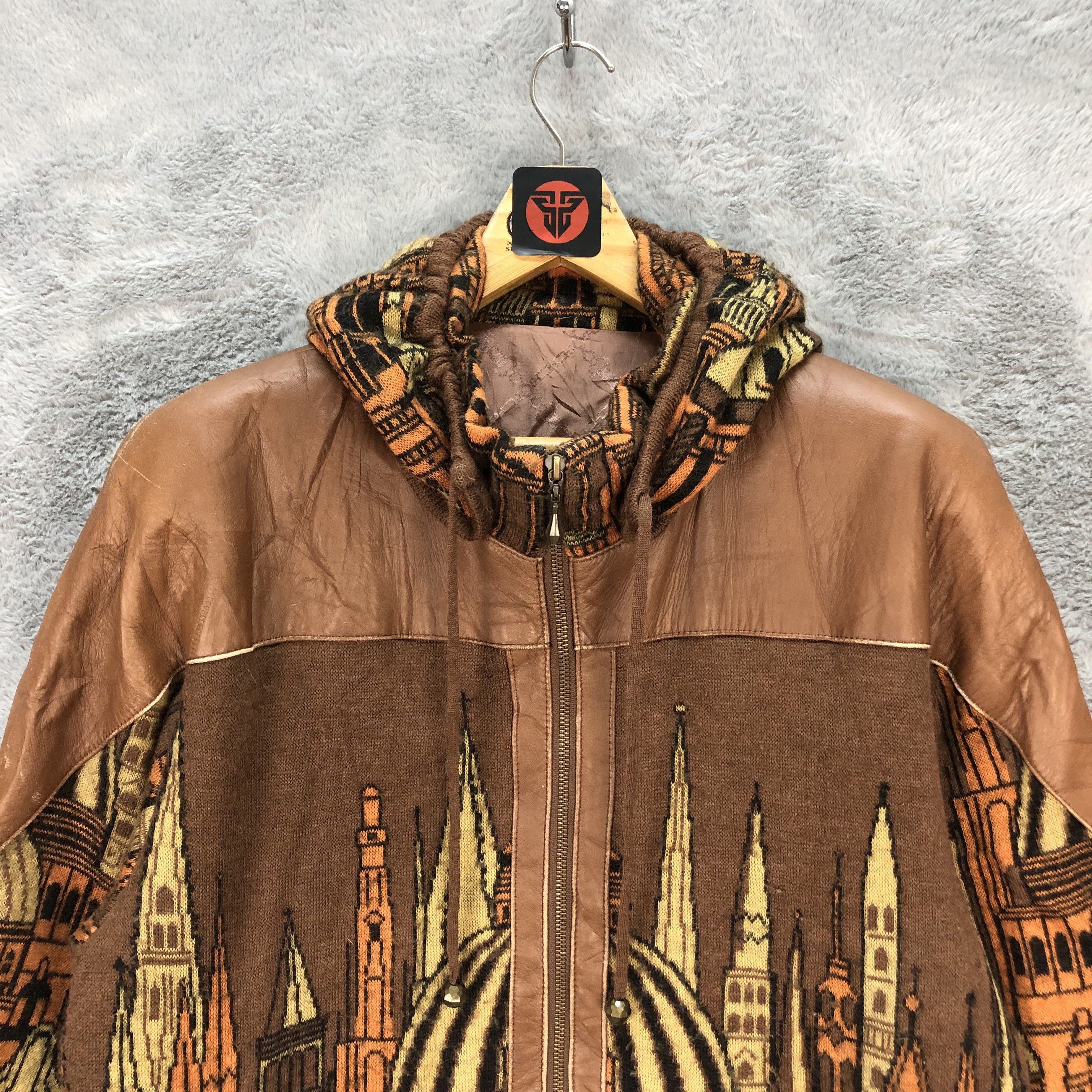 Leather ARTWORK GRAPHIC HYBRID LEATHER LONG COAT #6272-57 Size US M / EU 48-50 / 2 - 2 Thumbnail