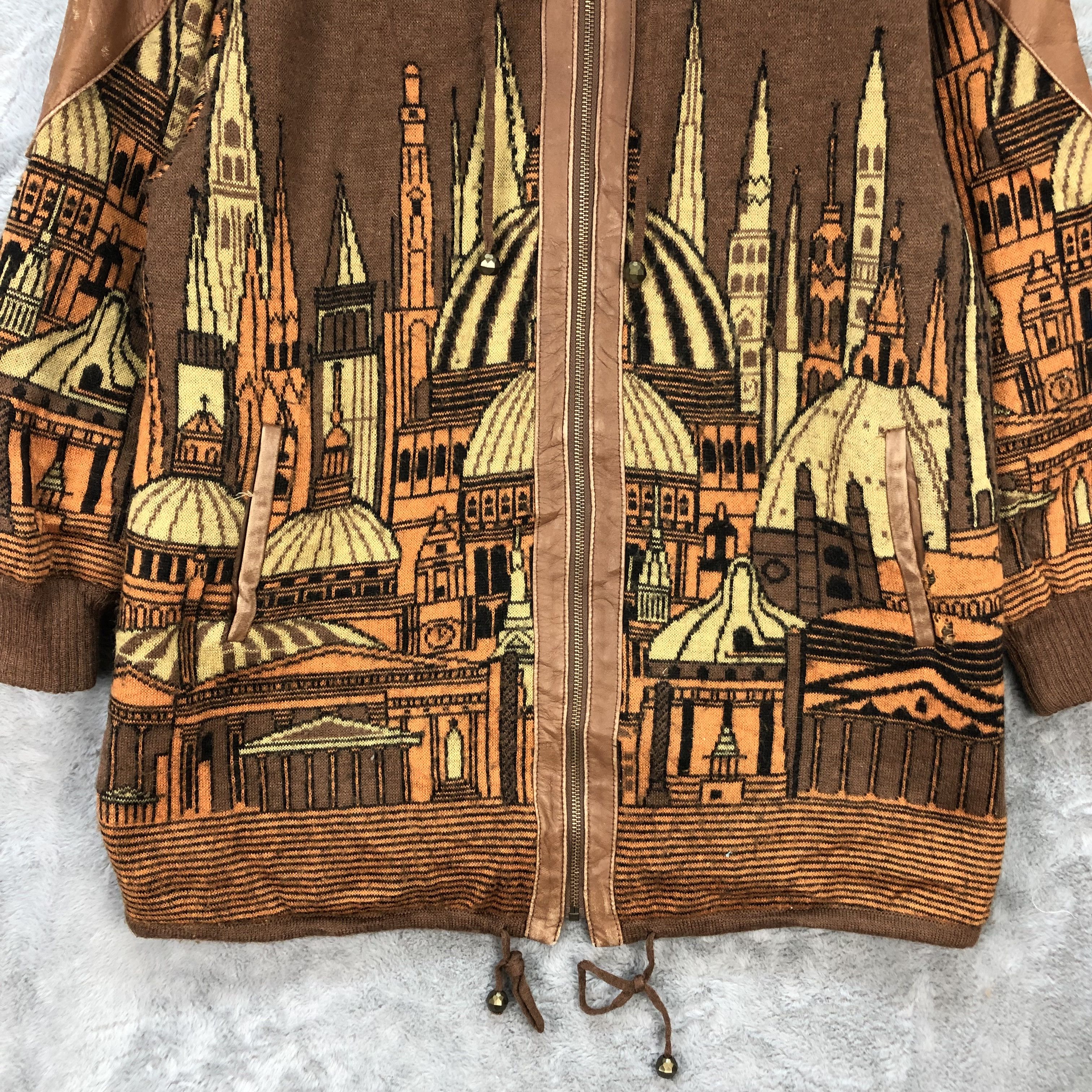 Leather ARTWORK GRAPHIC HYBRID LEATHER LONG COAT #6272-57 Size US M / EU 48-50 / 2 - 3 Thumbnail